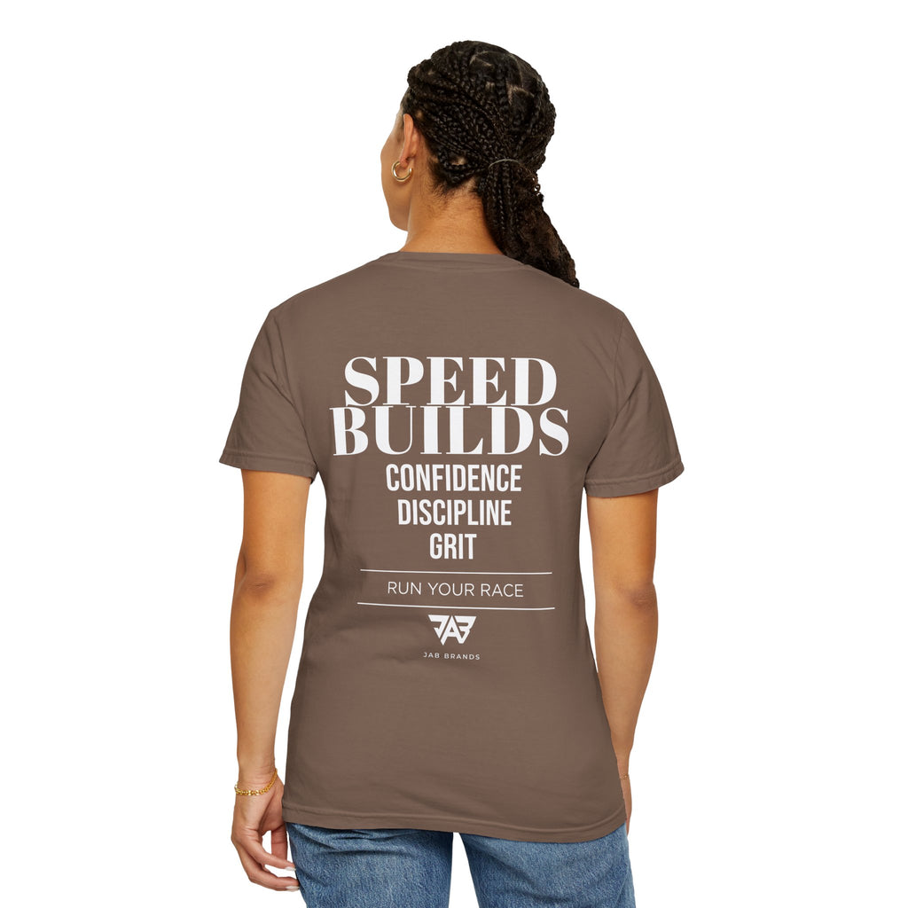 Speed Builds T-Shirt — Motivational 'Speed Builds' JAB Brands Graphic Tee