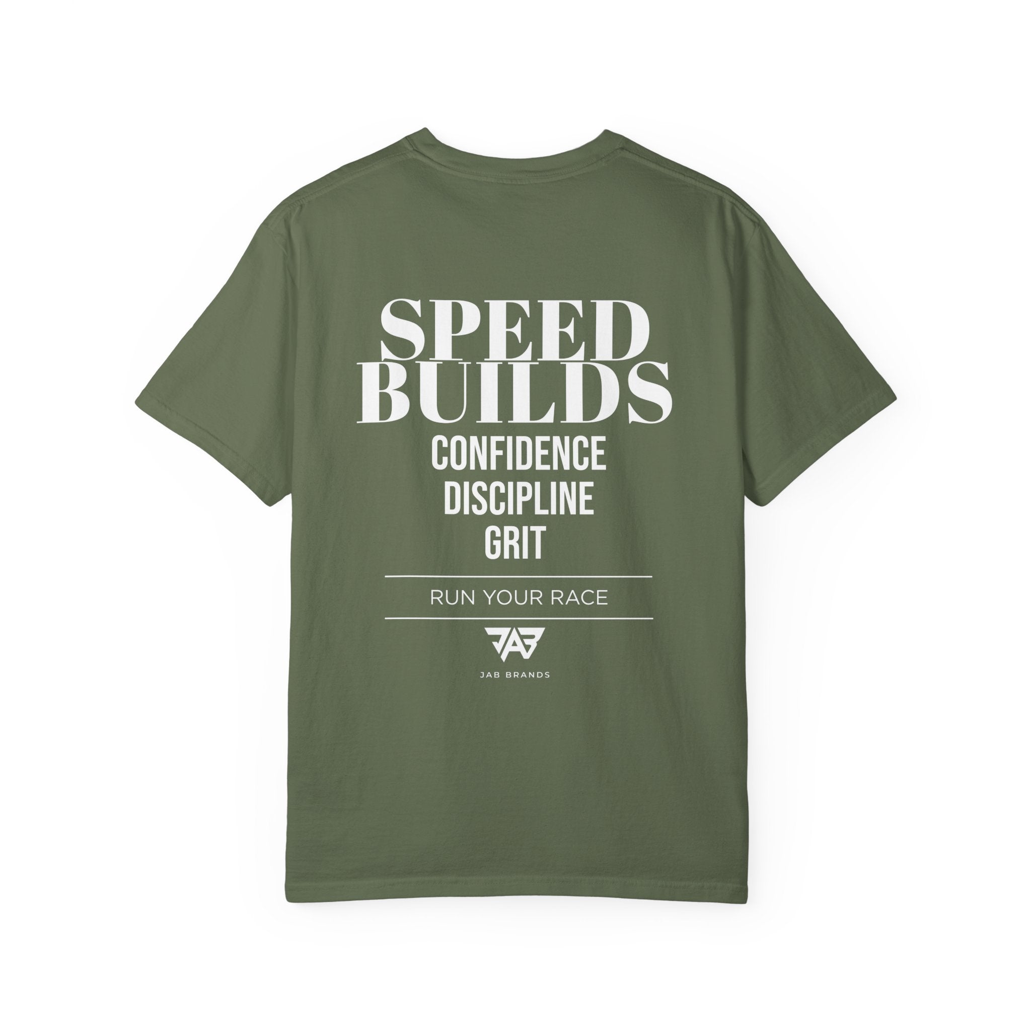 Speed Builds T-Shirt — Motivational 'Speed Builds' JAB Brands Graphic Tee