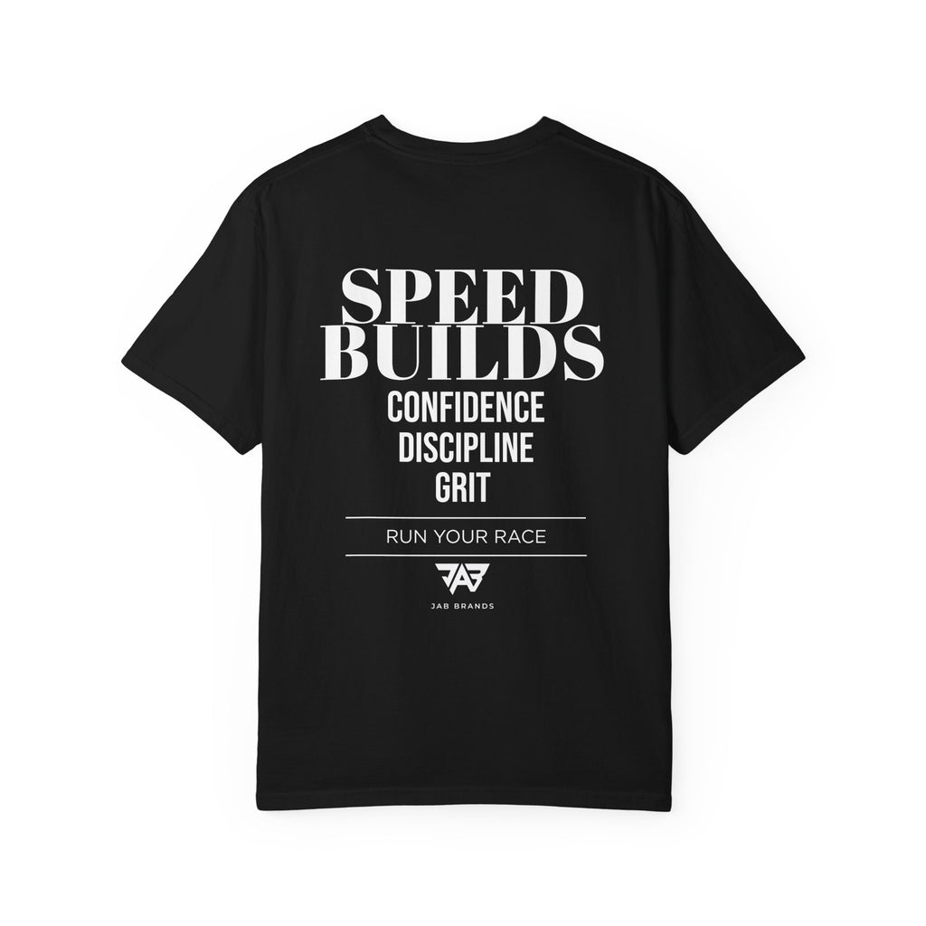 Speed Builds T-Shirt — Motivational 'Speed Builds' JAB Brands Graphic Tee