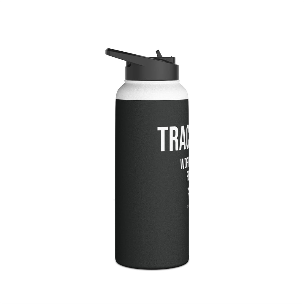 Black Track Life Stainless Steel Water Bottle — "Work. Build. Repeat." Sports Bottle
