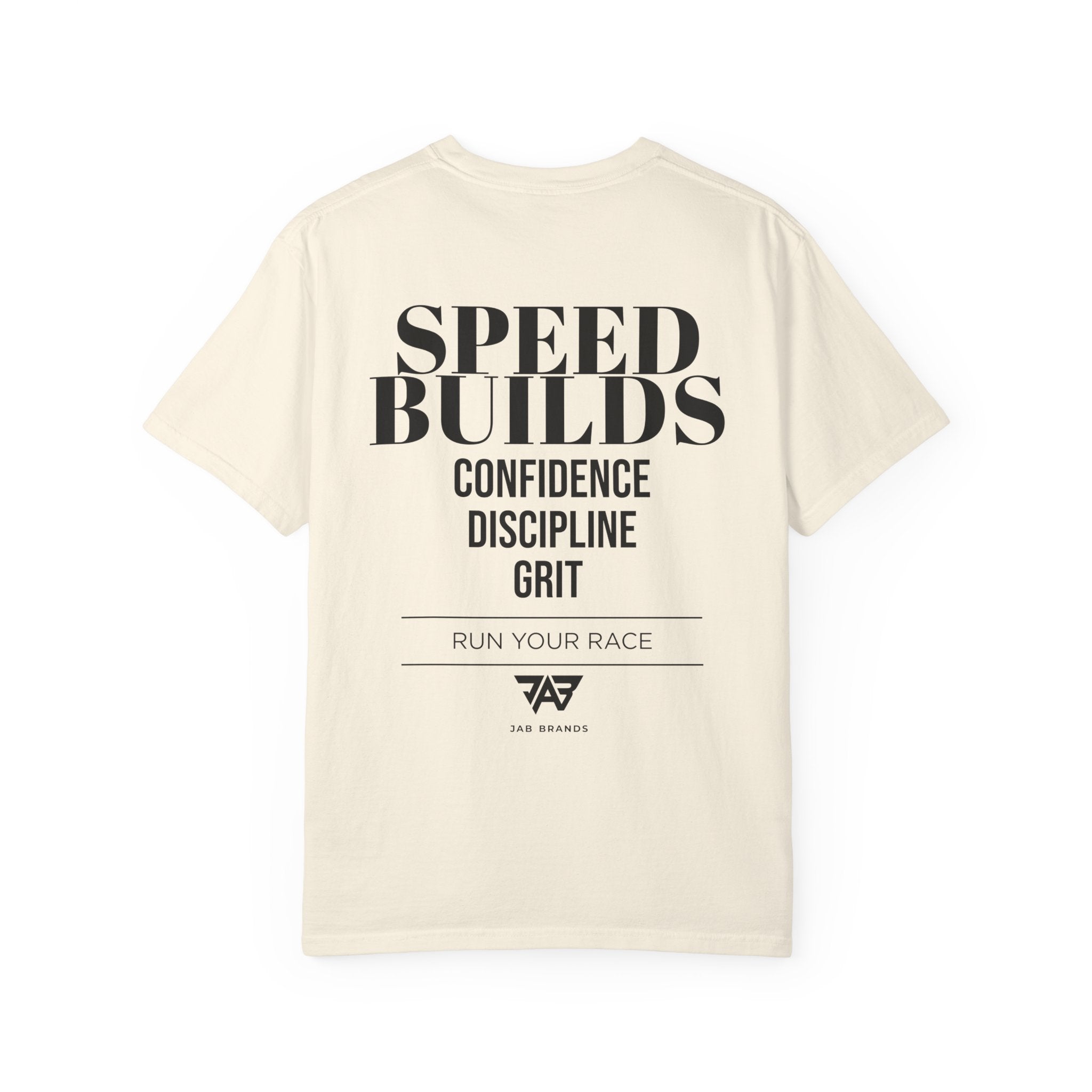 Speed Builds T-Shirt — Motivational 'Speed Builds' JAB Brands Graphic Tee