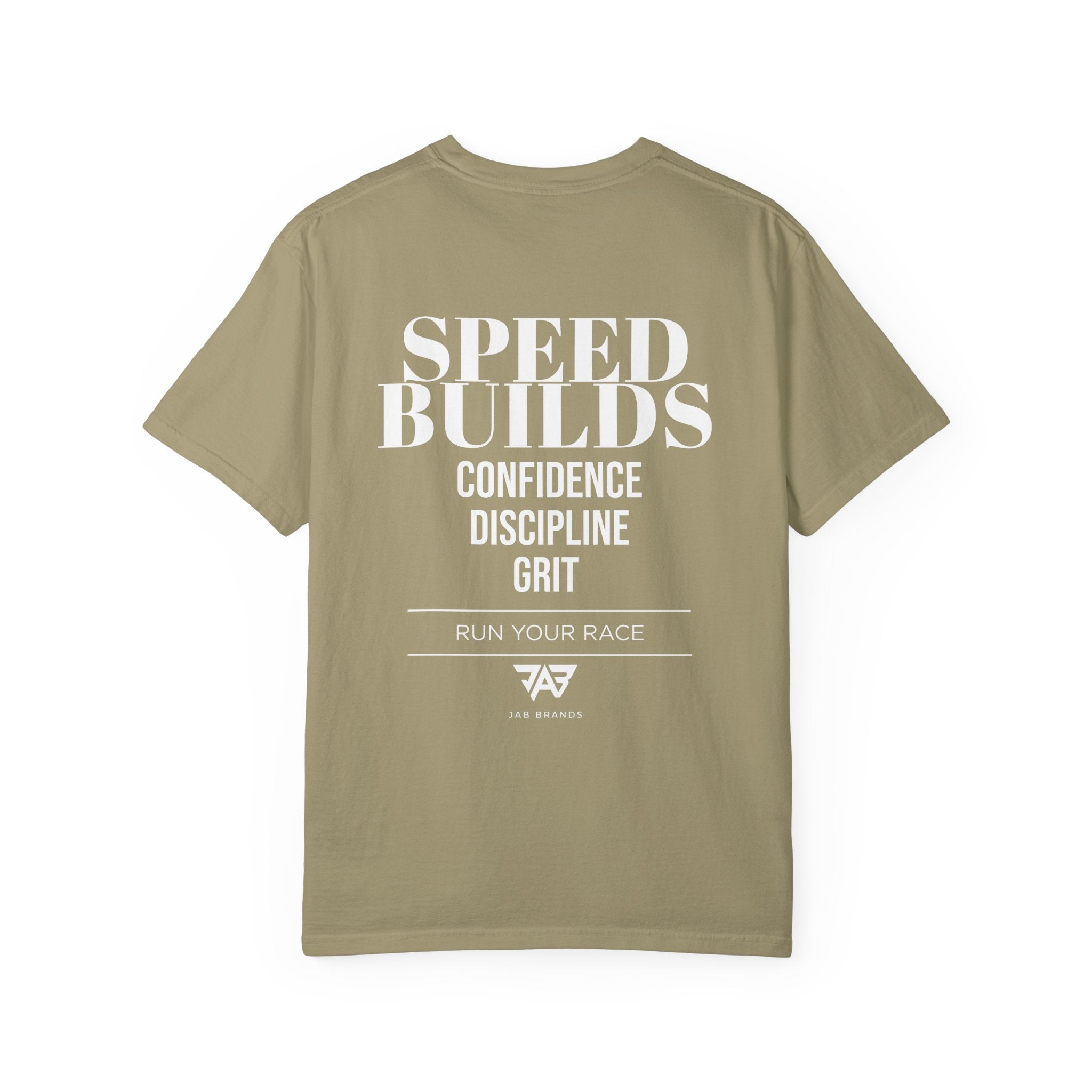 Speed Builds T-Shirt — Motivational 'Speed Builds' JAB Brands Graphic Tee