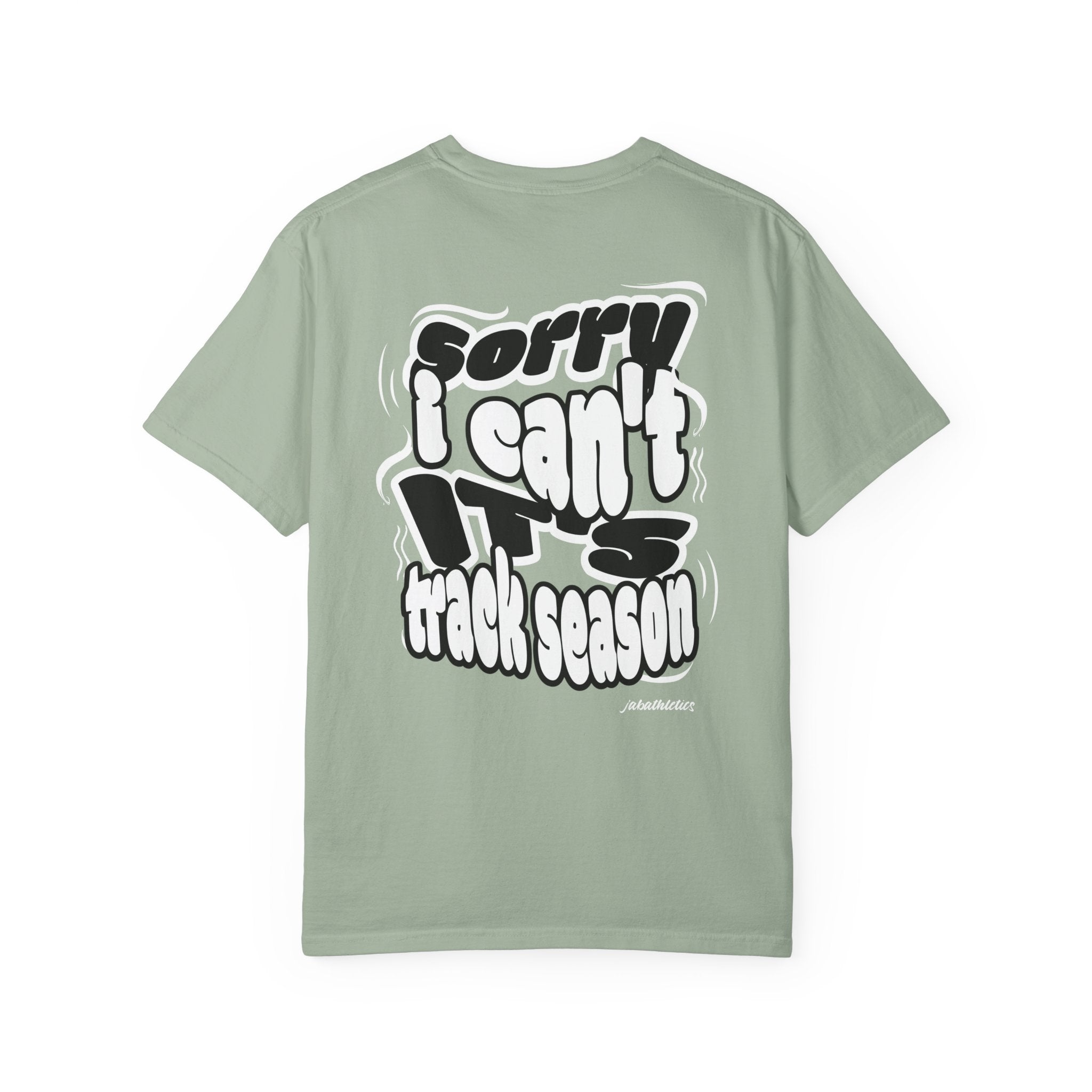 Adult “Sorry I Can’t, It’s Track Season” Retro Graphic Comfort T Shirt (Adult)
