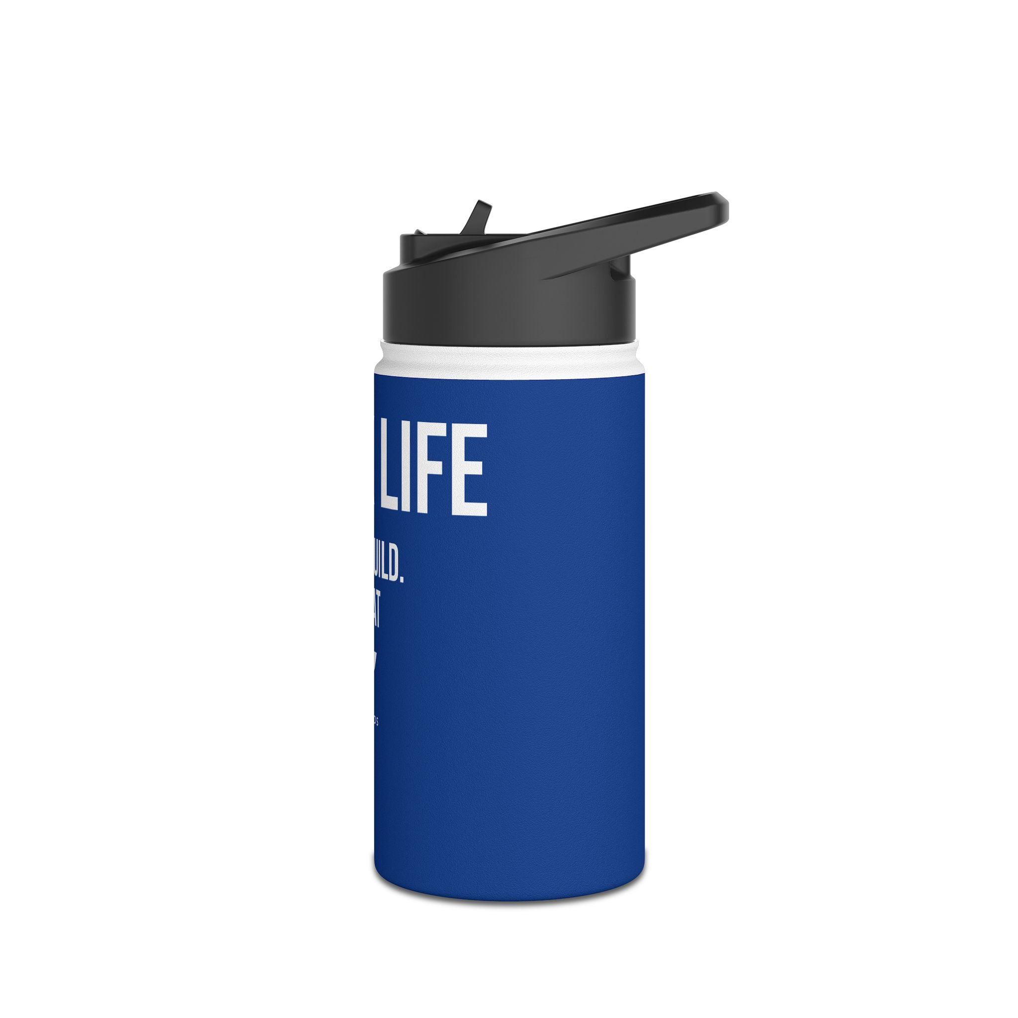 Blue Track Life Stainless Steel Water Bottle — "Work. Build. Repeat." Sports Bottle