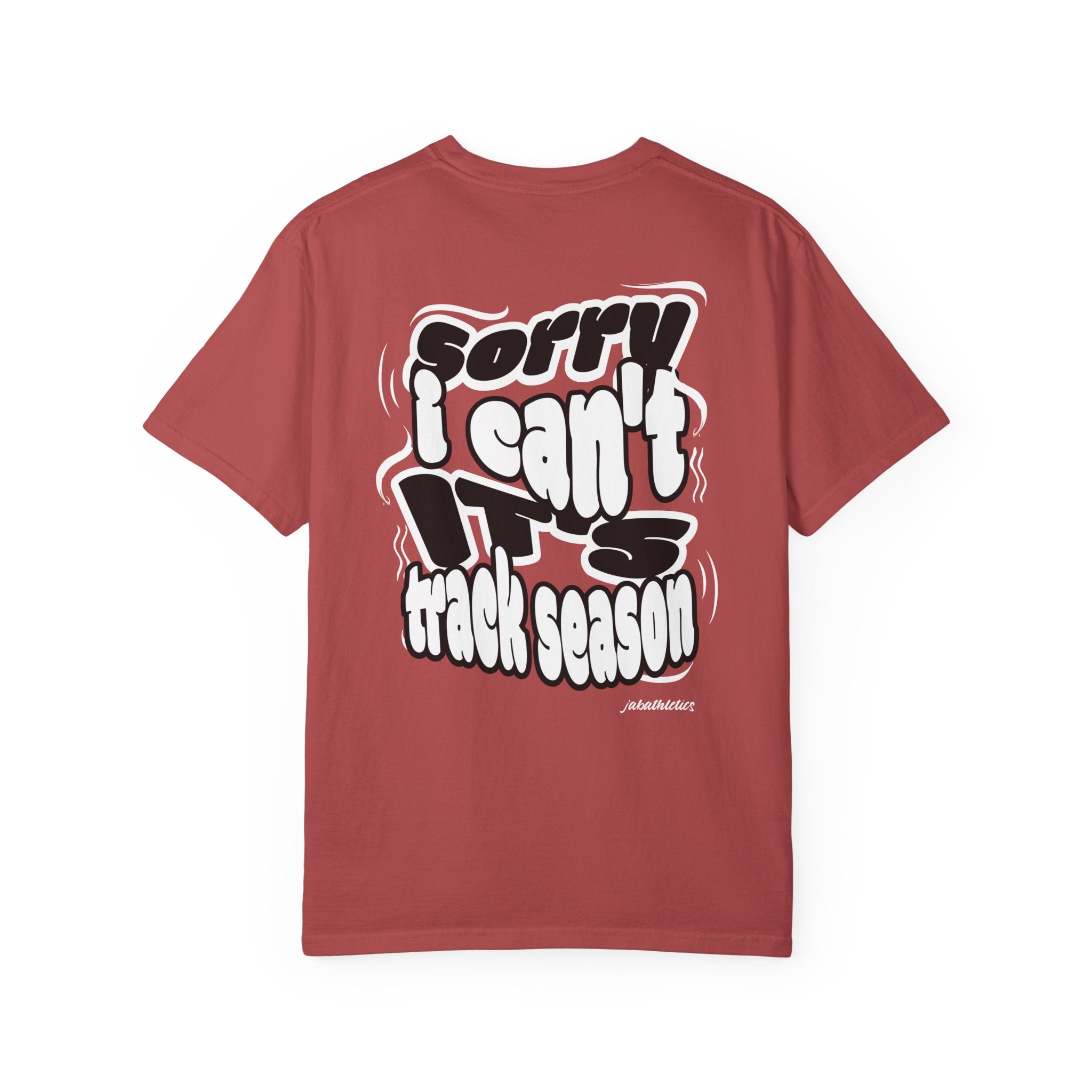 Adult “Sorry I Can’t, It’s Track Season” Retro Graphic Comfort T Shirt (Adult)
