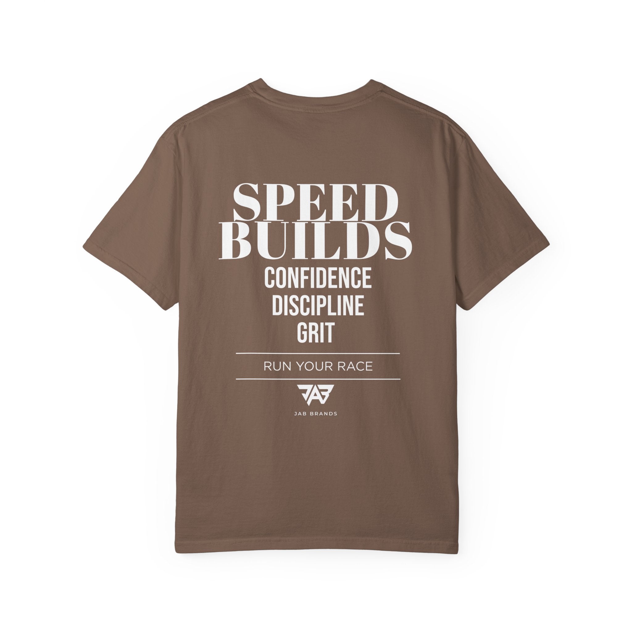 Speed Builds T-Shirt — Motivational 'Speed Builds' JAB Brands Graphic Tee