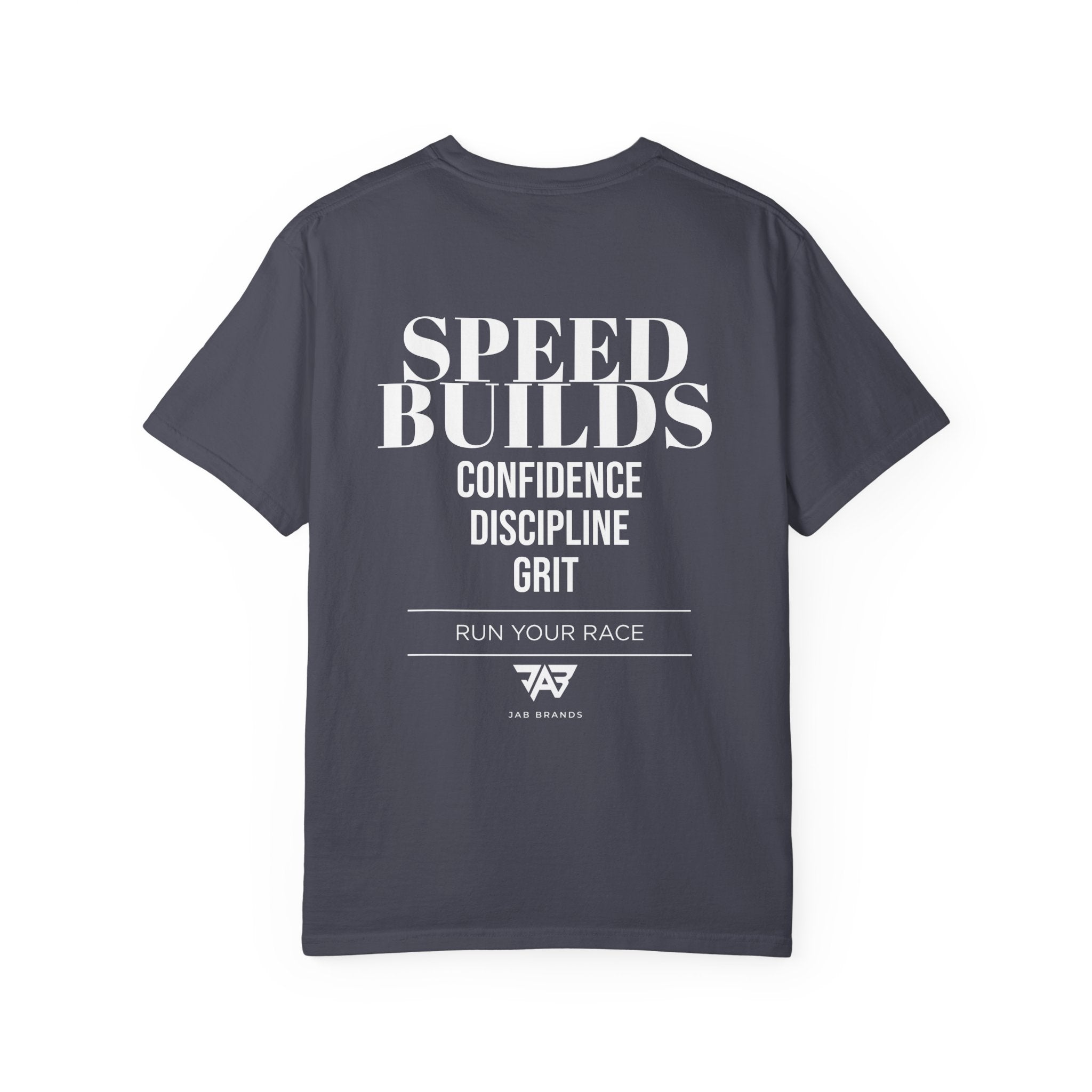 Speed Builds T-Shirt — Motivational 'Speed Builds' JAB Brands Graphic Tee