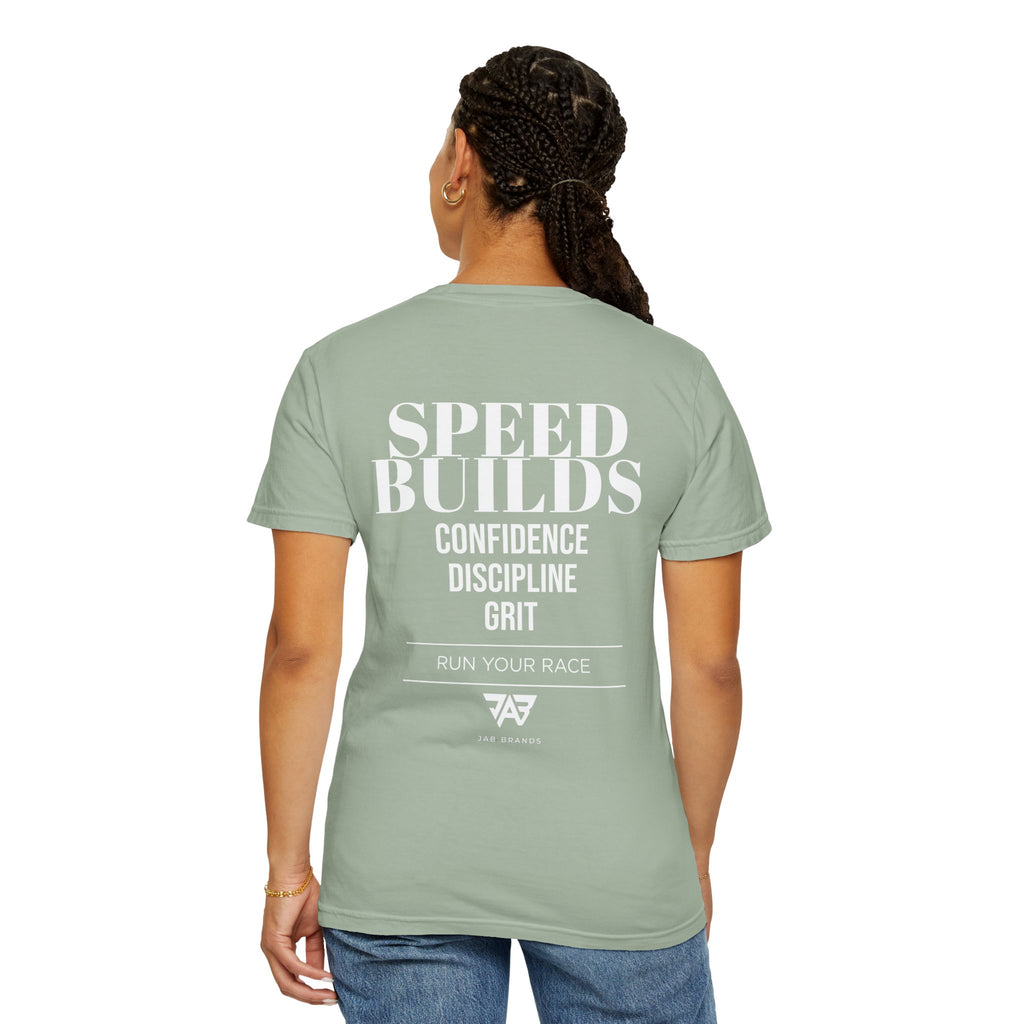Speed Builds T-Shirt — Motivational 'Speed Builds' JAB Brands Graphic Tee