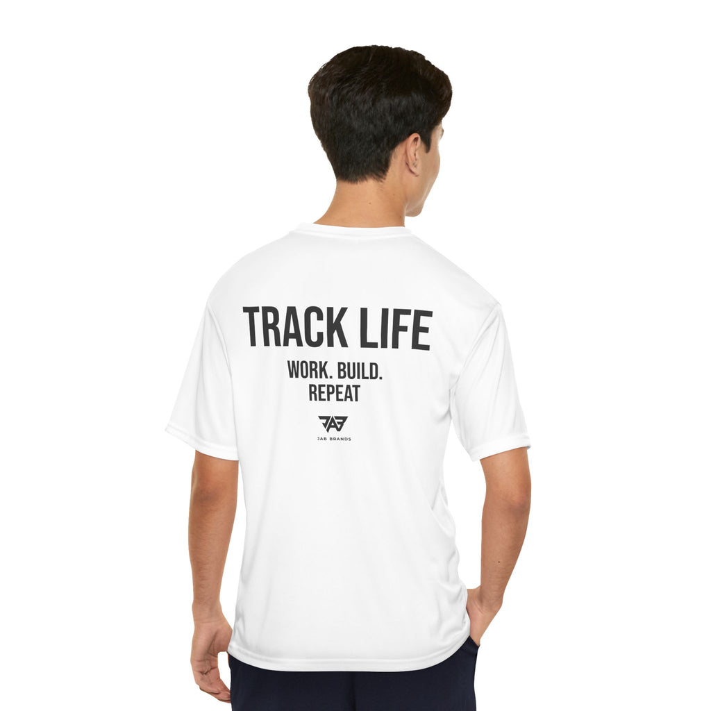 Adult Track Life Grind Performance T-Shirt — "Work Build Repeat" Athletic Tee