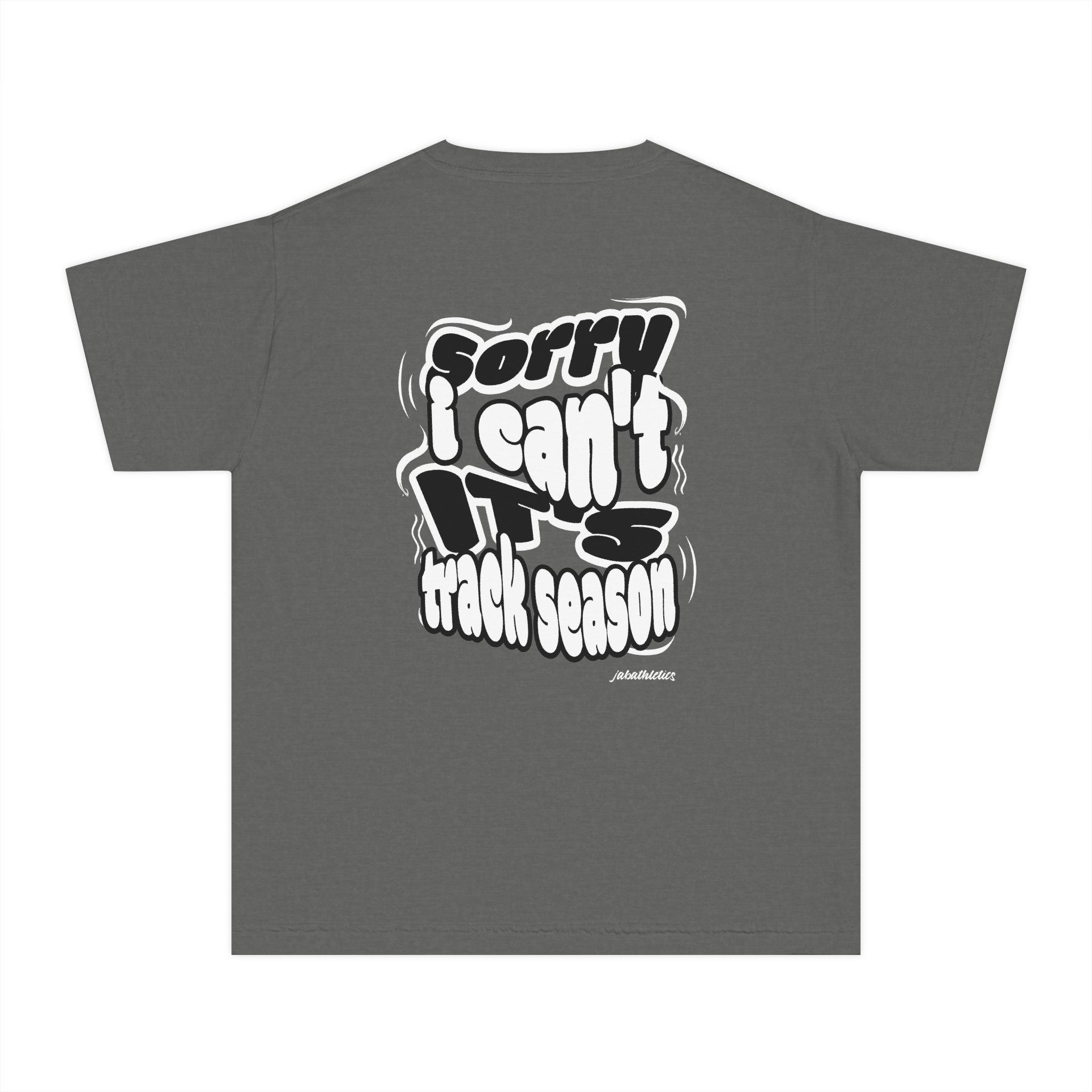 Youth “Sorry I Can’t, It’s Track Season” Retro Graphic Comfort T Shirt (Youth)