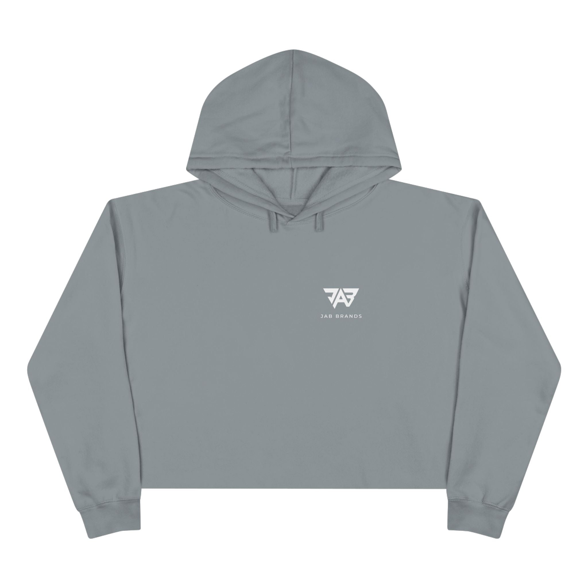 JAB Logo Crop Hoodie – Black Cropped Pullover with Small Chest Emblem