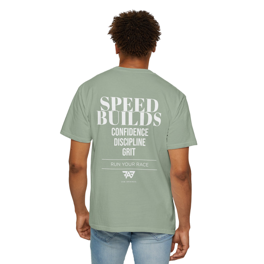 Speed Builds T-Shirt — Motivational 'Speed Builds' JAB Brands Graphic Tee