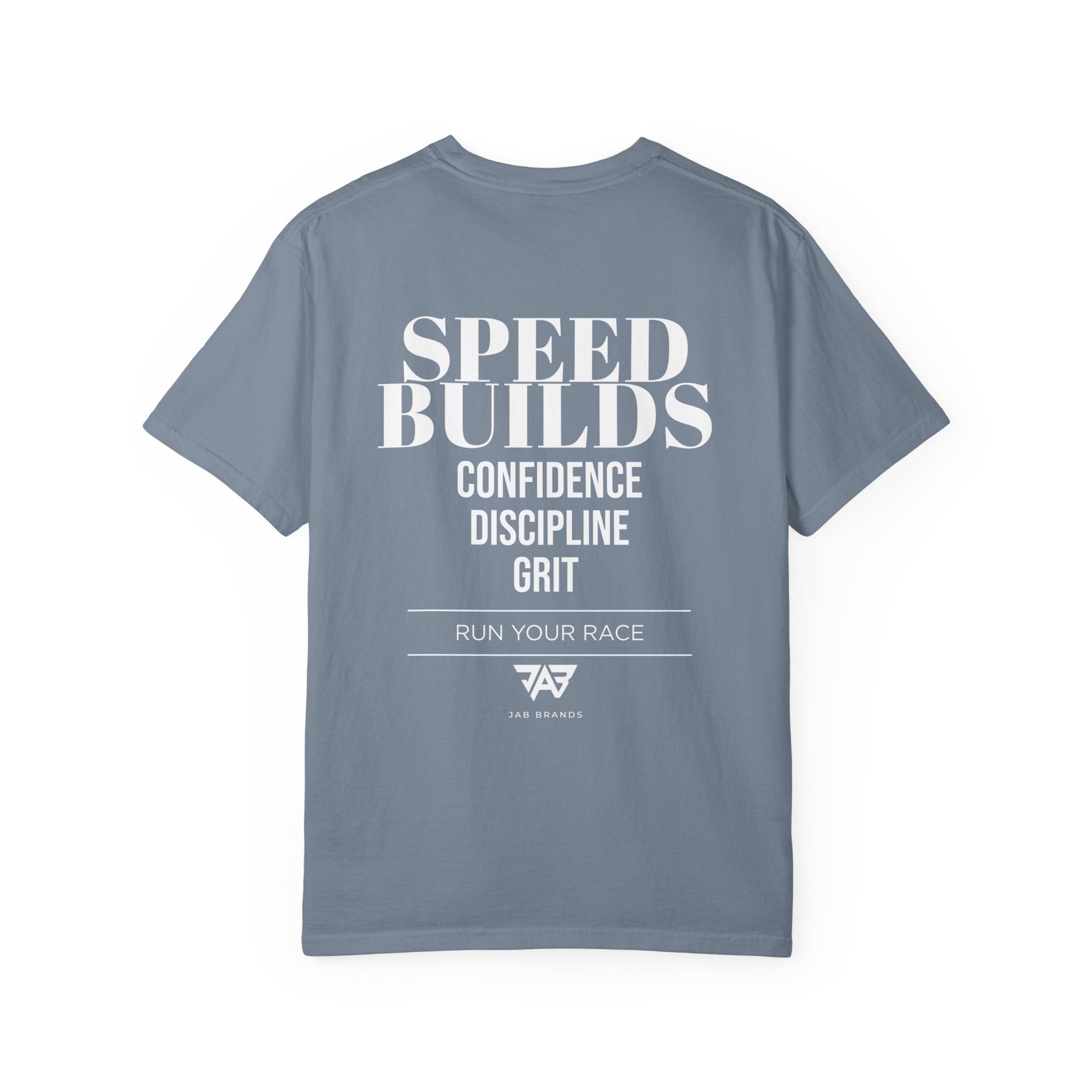 Speed Builds T-Shirt — Motivational 'Speed Builds' JAB Brands Graphic Tee
