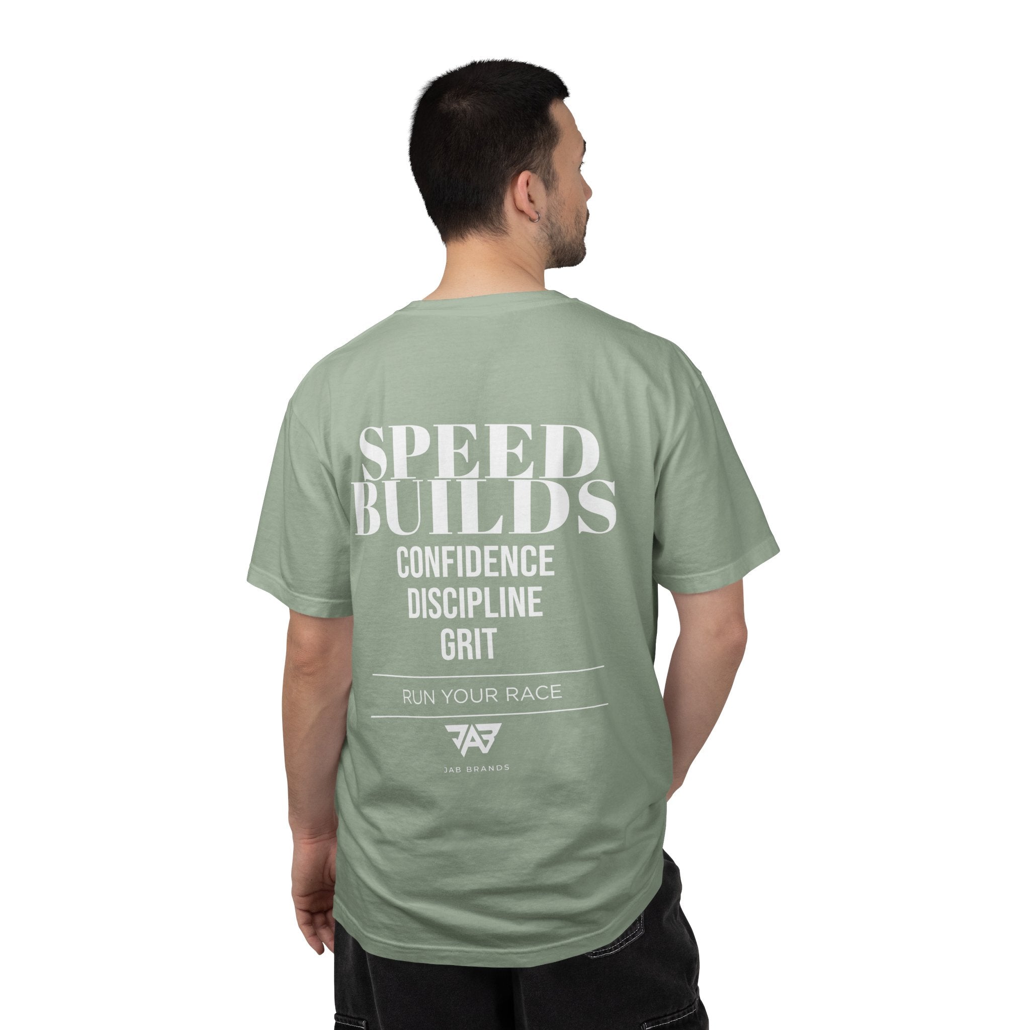 Speed Builds T-Shirt — Motivational 'Speed Builds' JAB Brands Graphic Tee