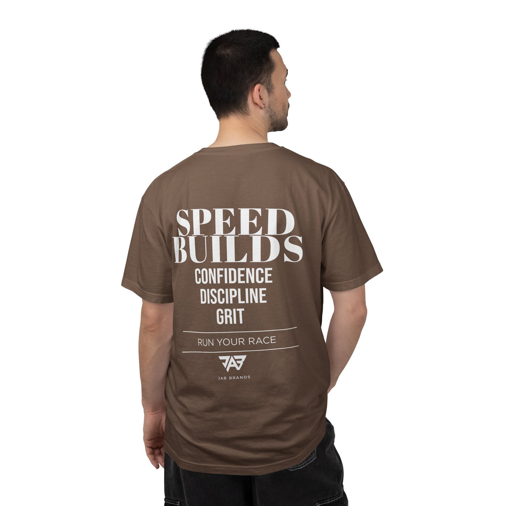 Speed Builds T-Shirt — Motivational 'Speed Builds' JAB Brands Graphic Tee