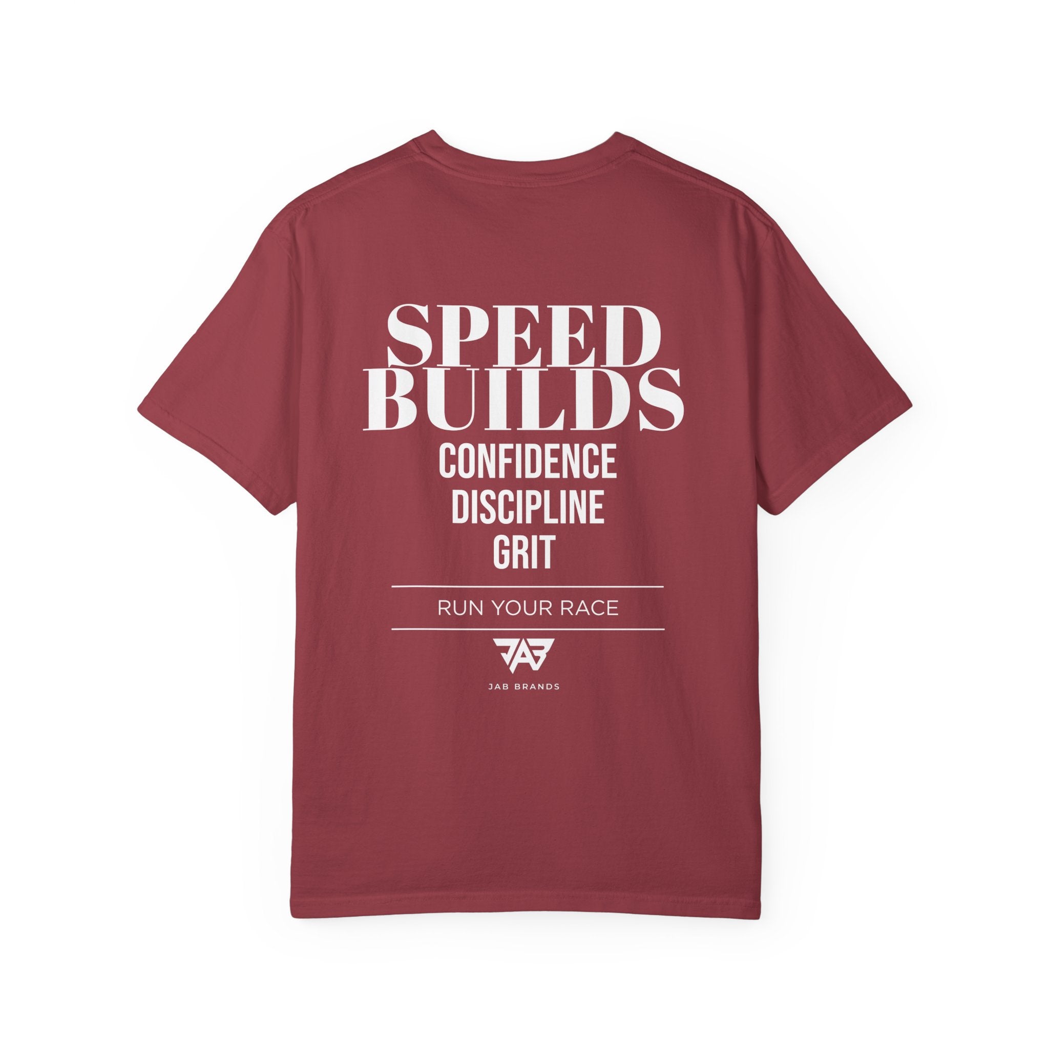 Speed Builds T-Shirt — Motivational 'Speed Builds' JAB Brands Graphic Tee