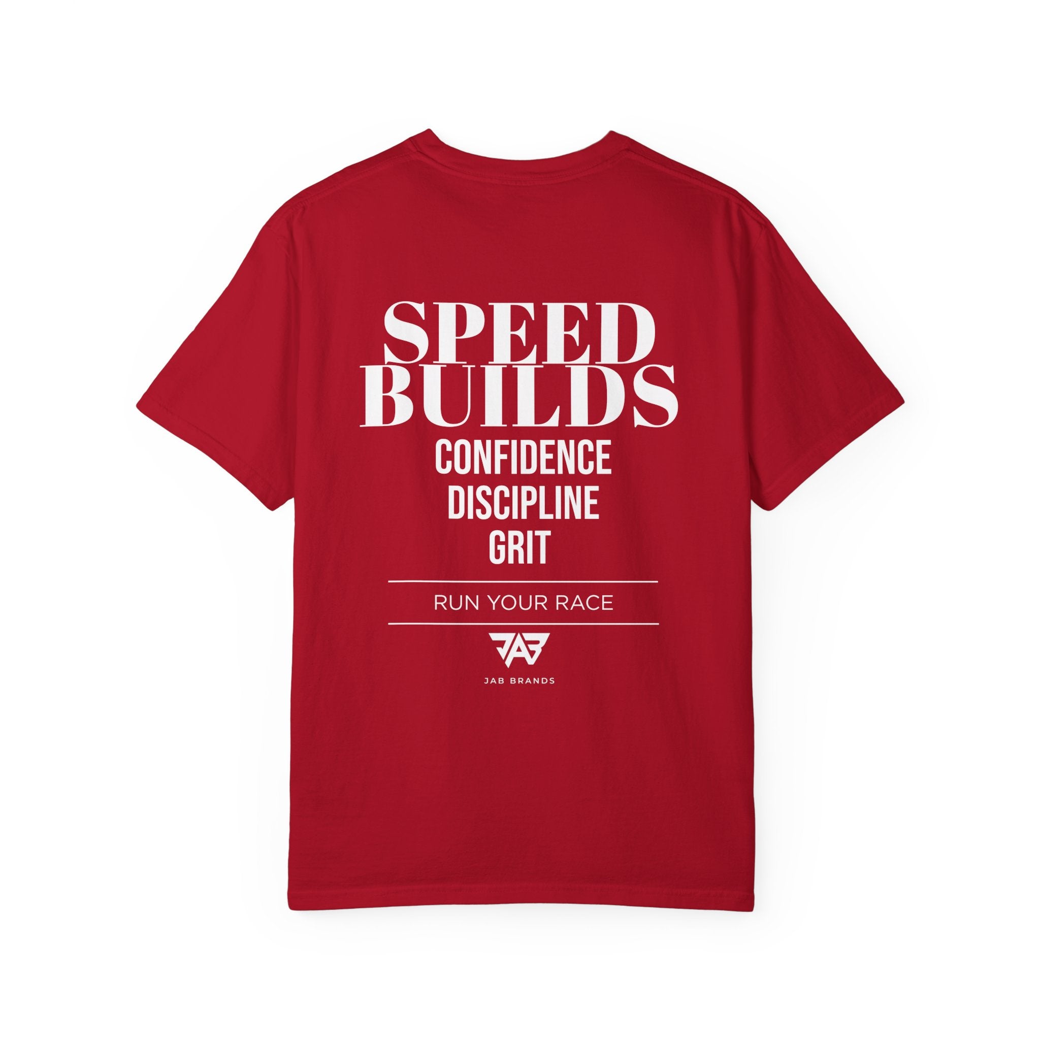 Speed Builds T-Shirt — Motivational 'Speed Builds' JAB Brands Graphic Tee