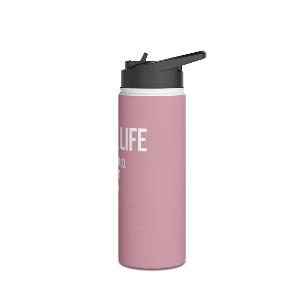 Pink Track Life Stainless Steel Water Bottle — "Work. Build. Repeat." Sports Bottle