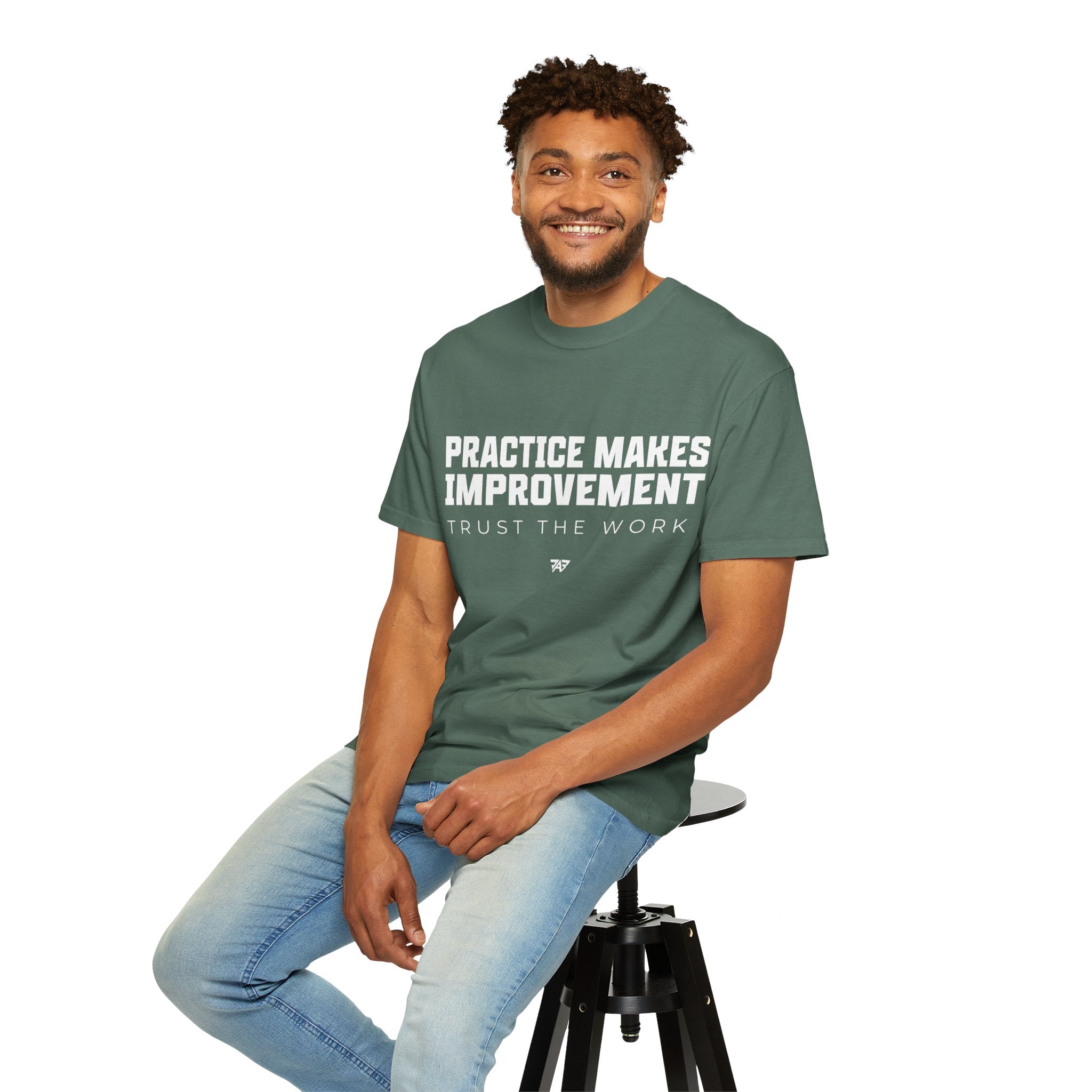 Adult Practice Makes Improvement T-Shirt – 'Trust the Work' (Adult)