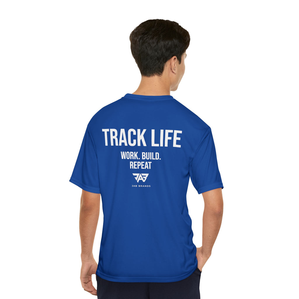 Adult Track Life Grind Performance T-Shirt — "Work Build Repeat" Athletic Tee
