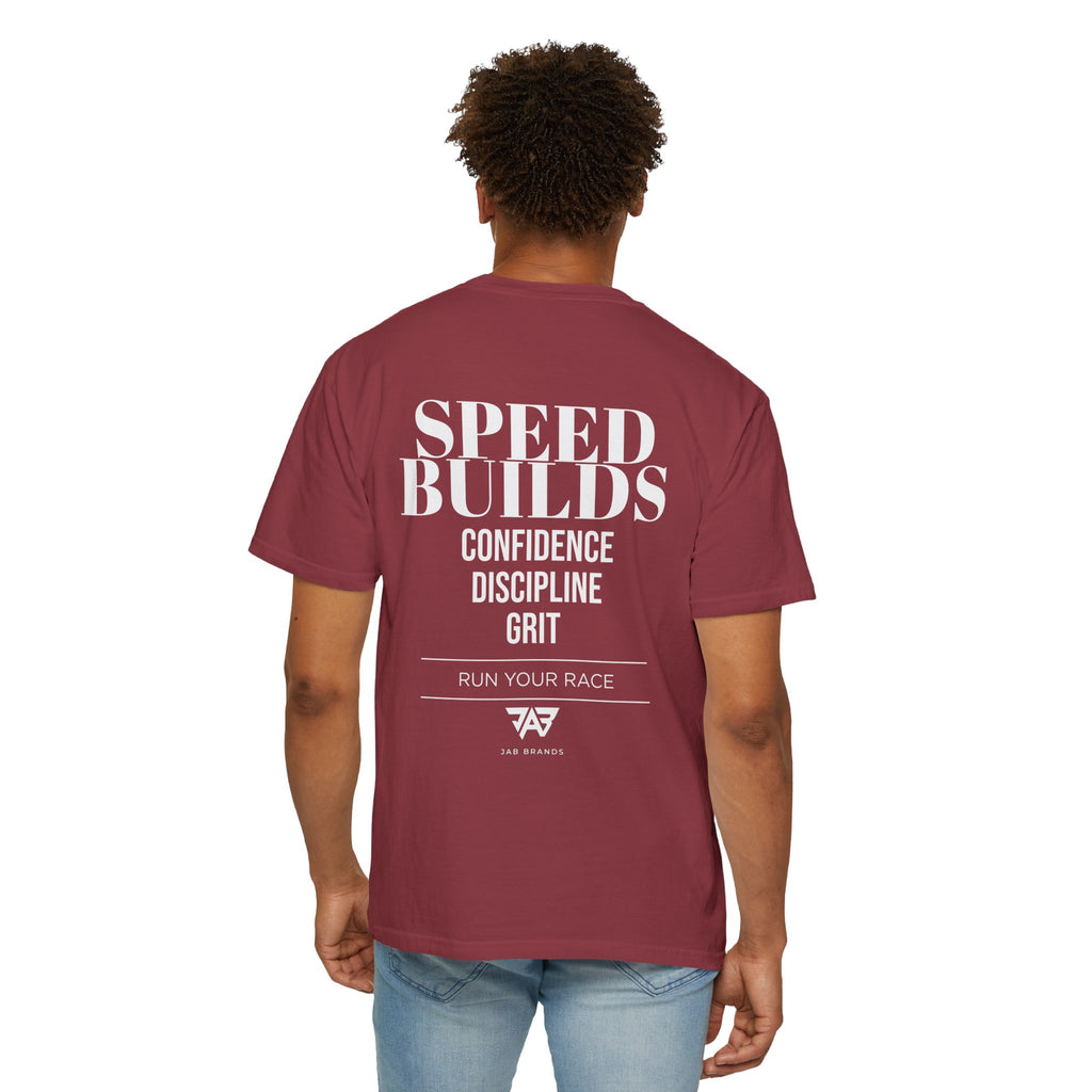 Speed Builds T-Shirt — Motivational 'Speed Builds' JAB Brands Graphic Tee