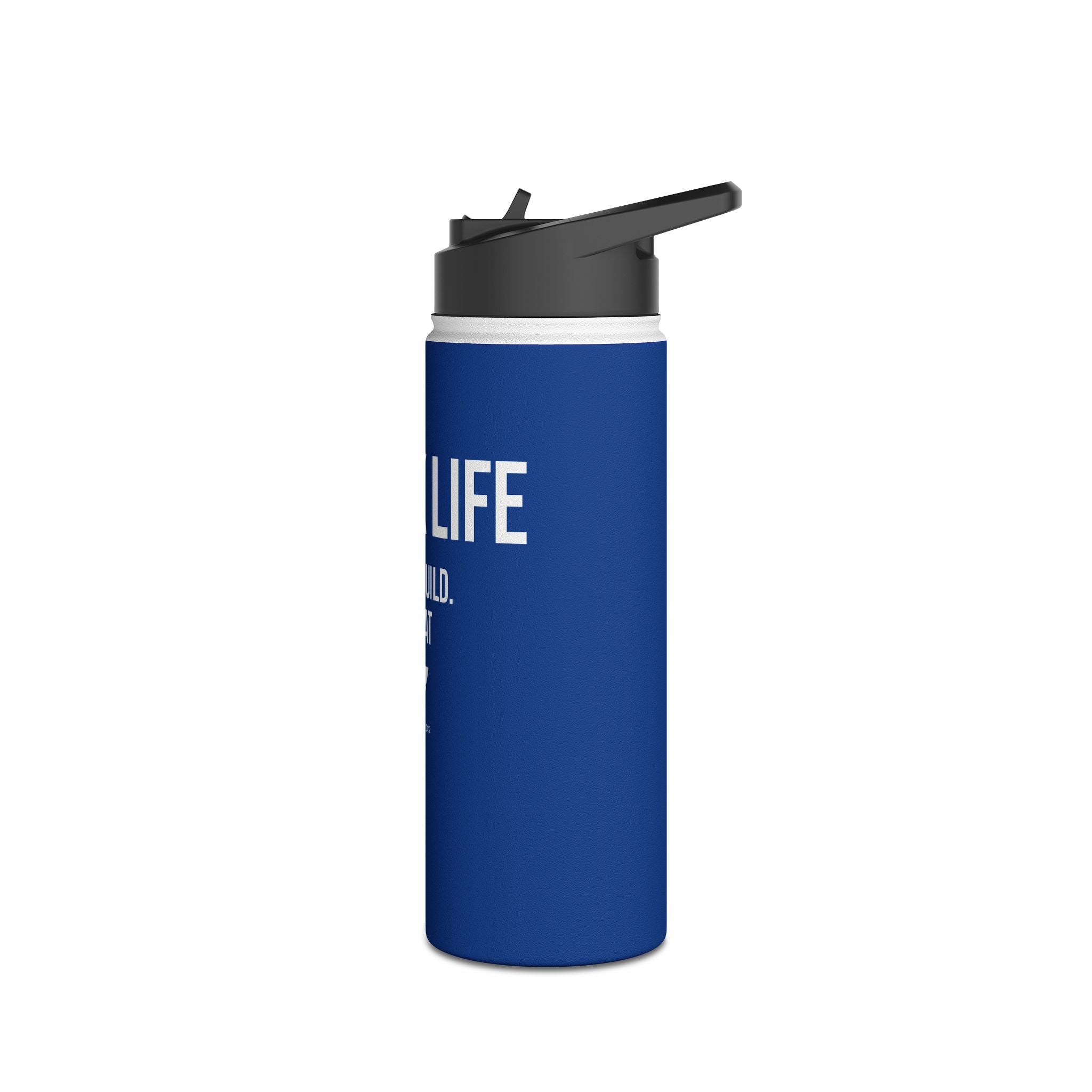 Blue Track Life Stainless Steel Water Bottle — "Work. Build. Repeat." Sports Bottle