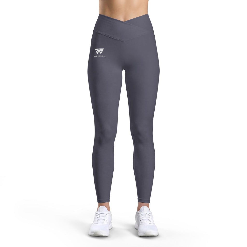 Luxe V-Waist Black Leggings — Minimal White Logo
