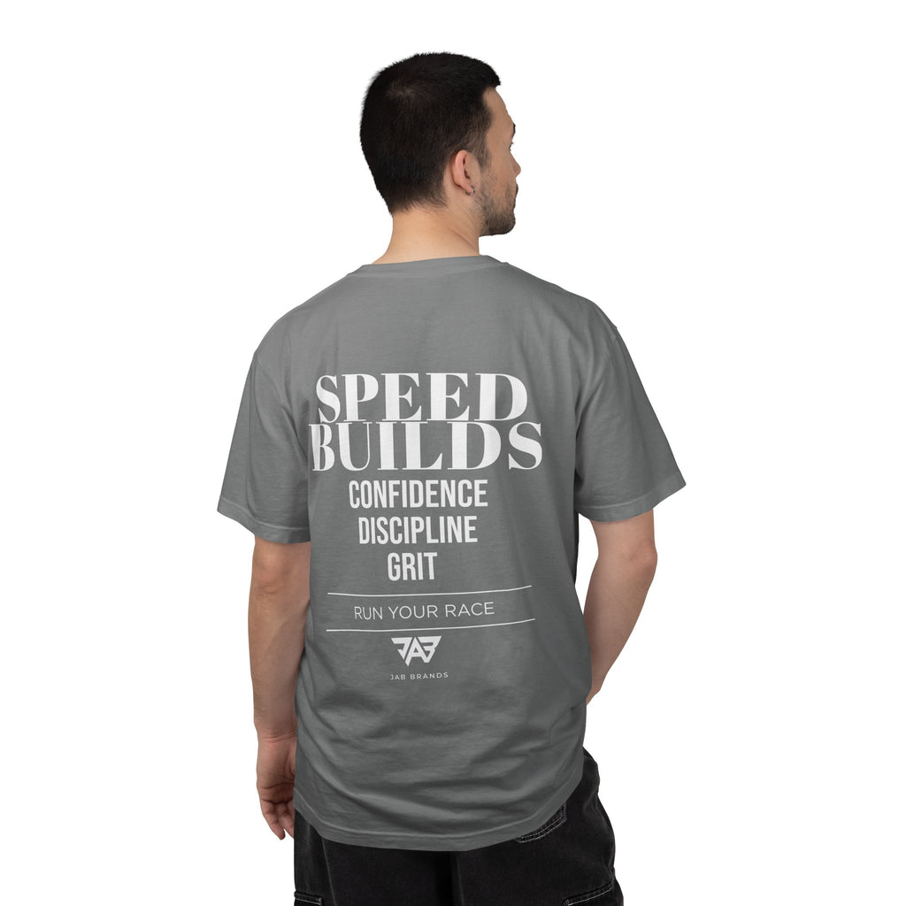 Speed Builds T-Shirt — Motivational 'Speed Builds' JAB Brands Graphic Tee