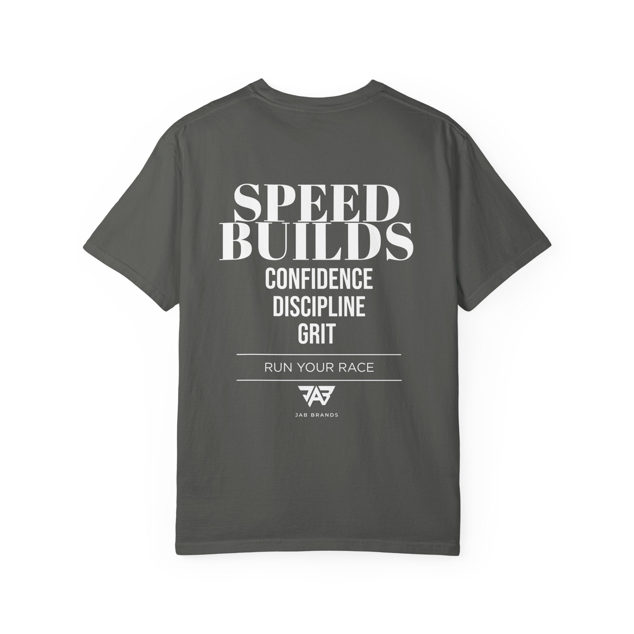 Speed Builds T-Shirt — Motivational 'Speed Builds' JAB Brands Graphic Tee