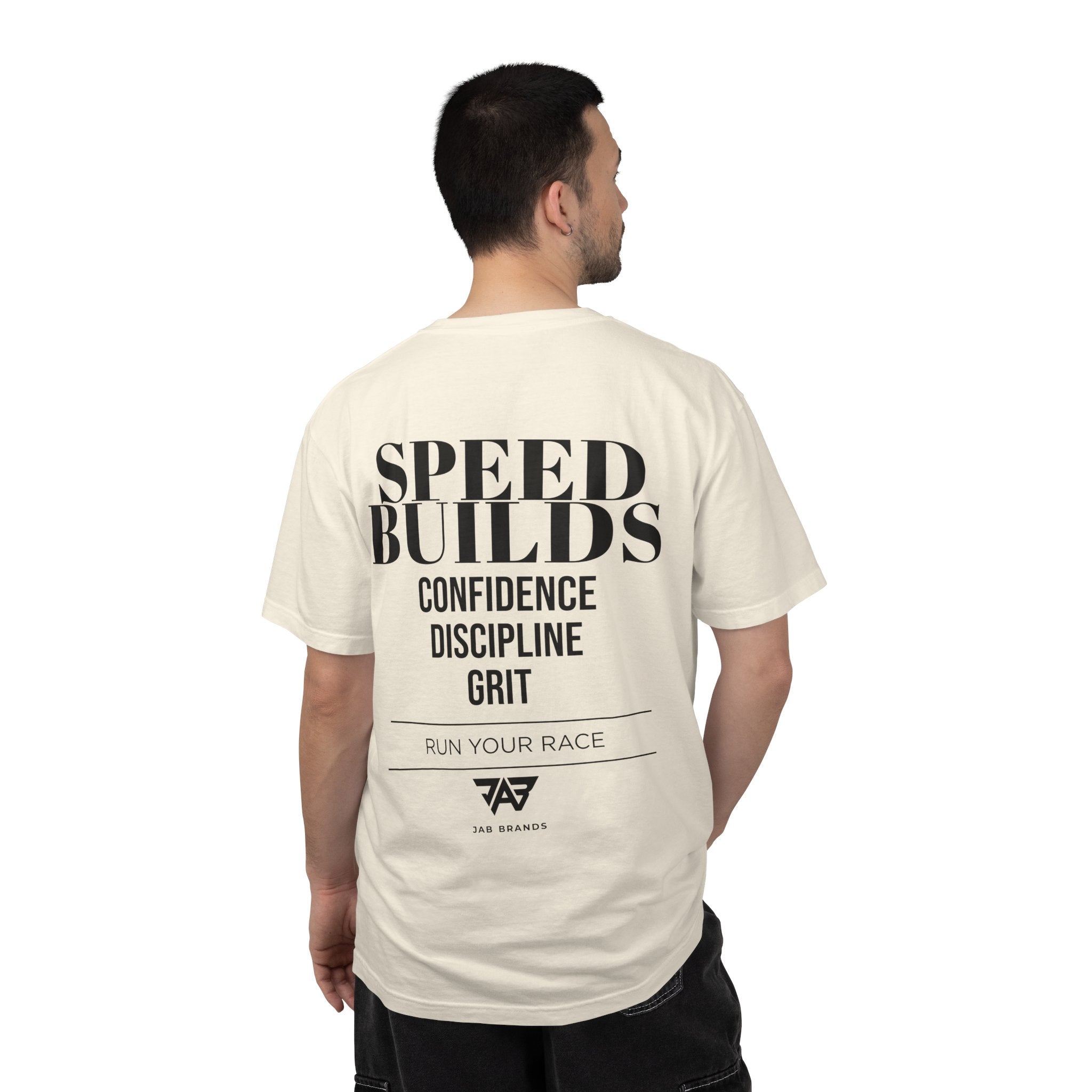 Speed Builds T-Shirt — Motivational 'Speed Builds' JAB Brands Graphic Tee