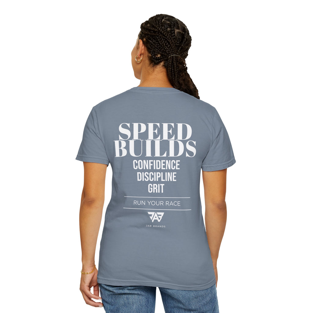 Speed Builds T-Shirt — Motivational 'Speed Builds' JAB Brands Graphic Tee