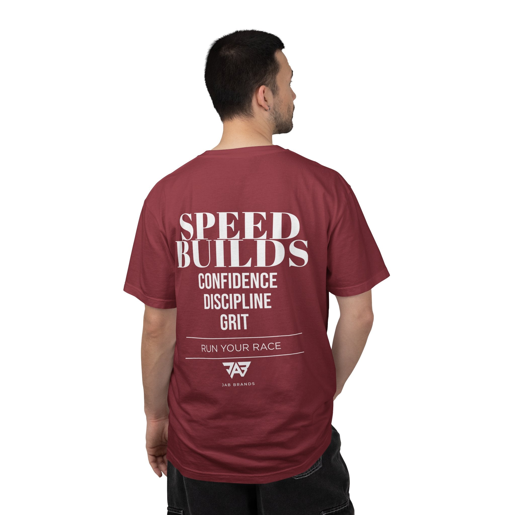 Speed Builds T-Shirt — Motivational 'Speed Builds' JAB Brands Graphic Tee
