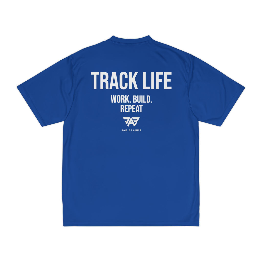 Adult Track Life Grind Performance T-Shirt — "Work Build Repeat" Athletic Tee