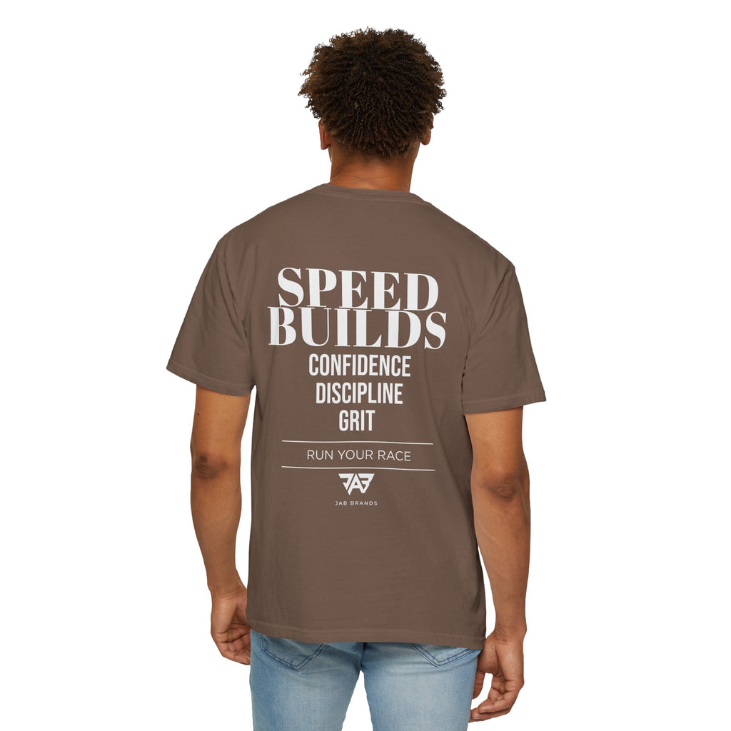 Speed Builds T-Shirt — Motivational 'Speed Builds' JAB Brands Graphic Tee