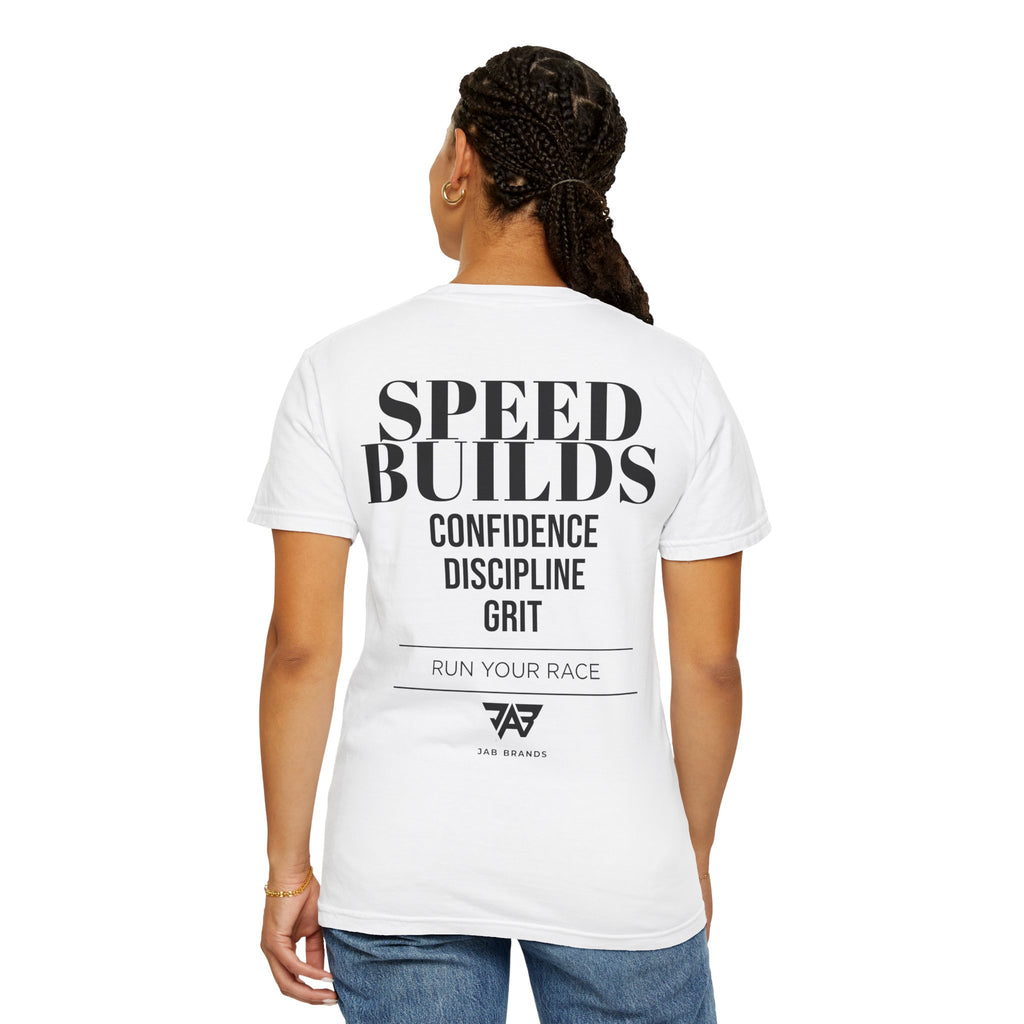 Speed Builds T-Shirt — Motivational 'Speed Builds' JAB Brands Graphic Tee