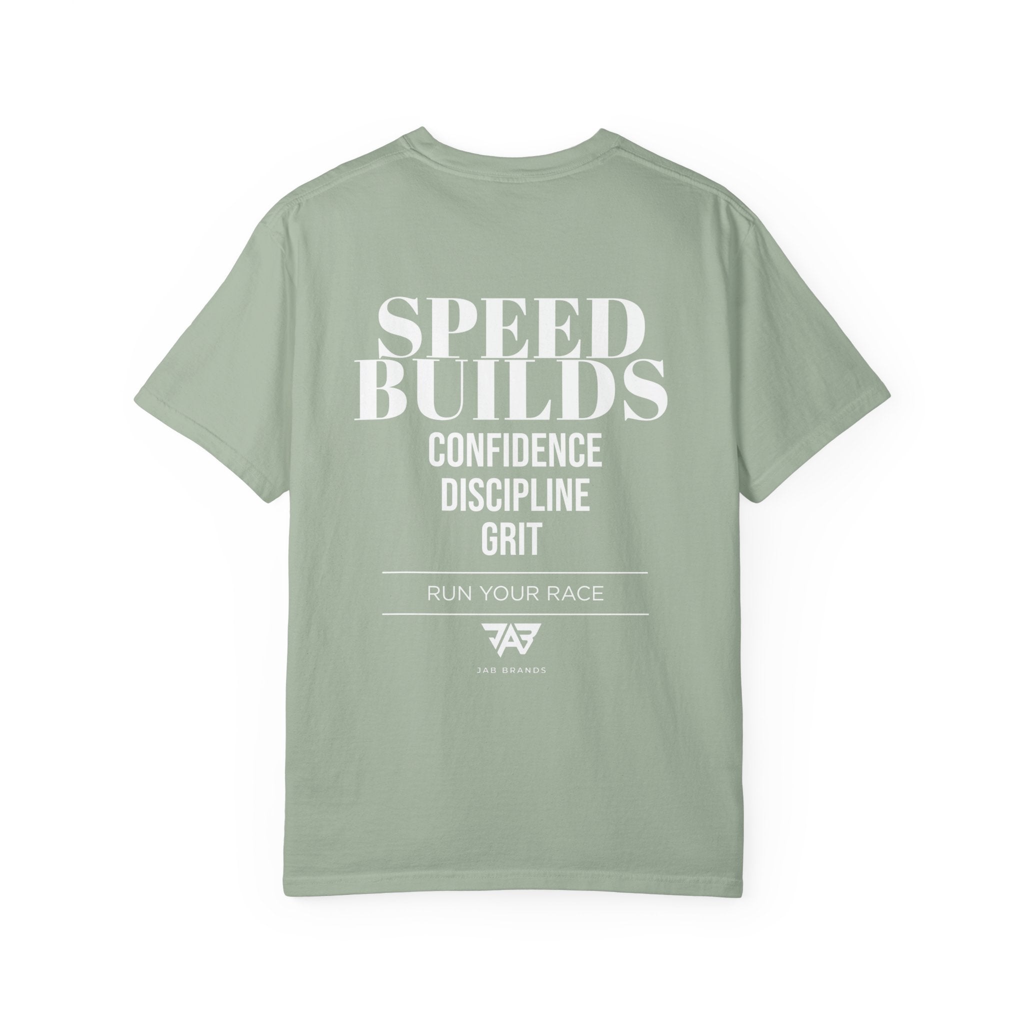 Speed Builds T-Shirt — Motivational 'Speed Builds' JAB Brands Graphic Tee