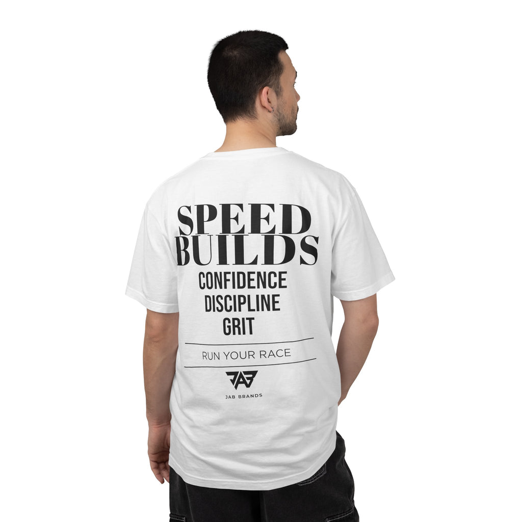 Speed Builds T-Shirt — Motivational 'Speed Builds' JAB Brands Graphic Tee
