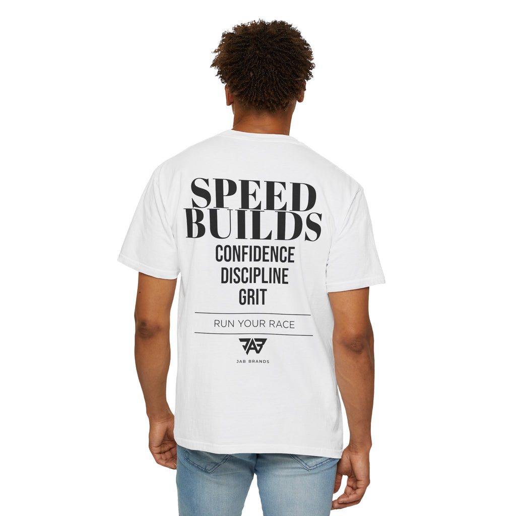 Speed Builds T-Shirt — Motivational 'Speed Builds' JAB Brands Graphic Tee