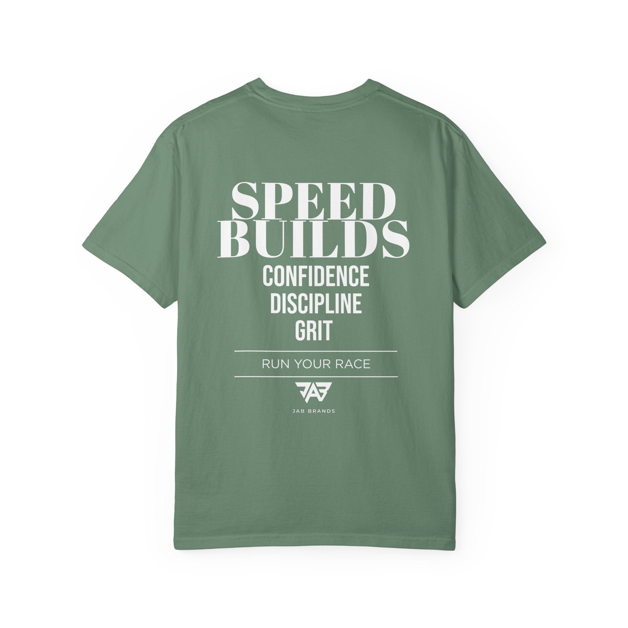Speed Builds T-Shirt — Motivational 'Speed Builds' JAB Brands Graphic Tee