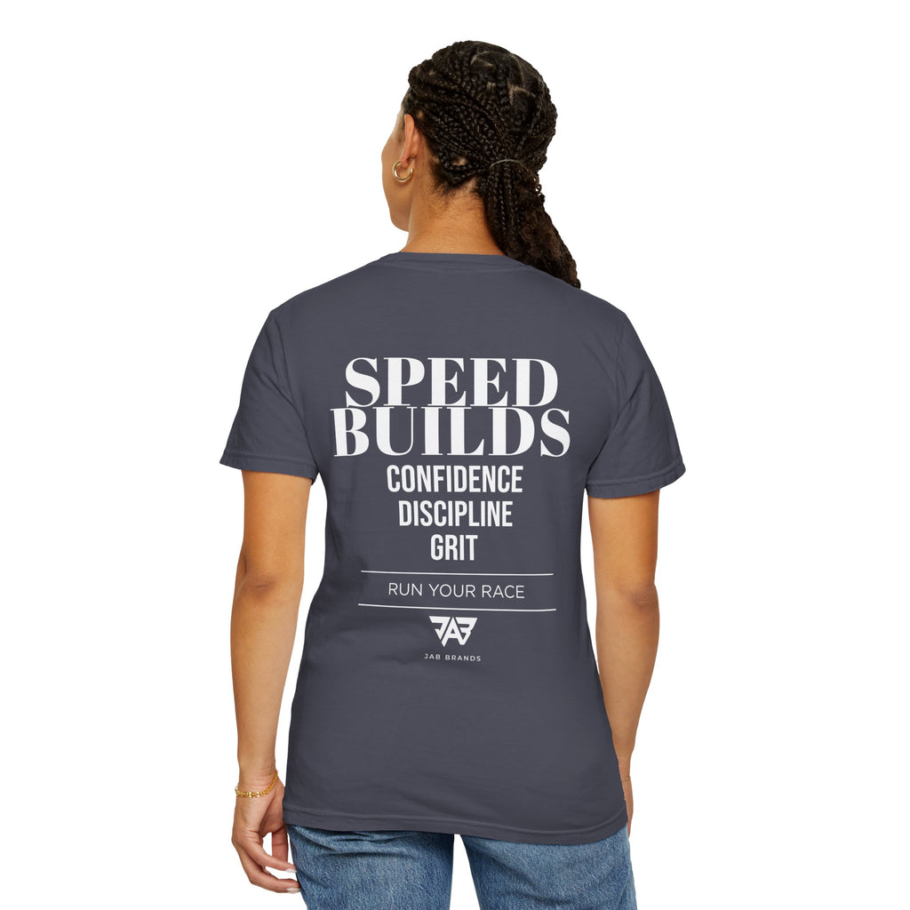 Speed Builds T-Shirt — Motivational 'Speed Builds' JAB Brands Graphic Tee