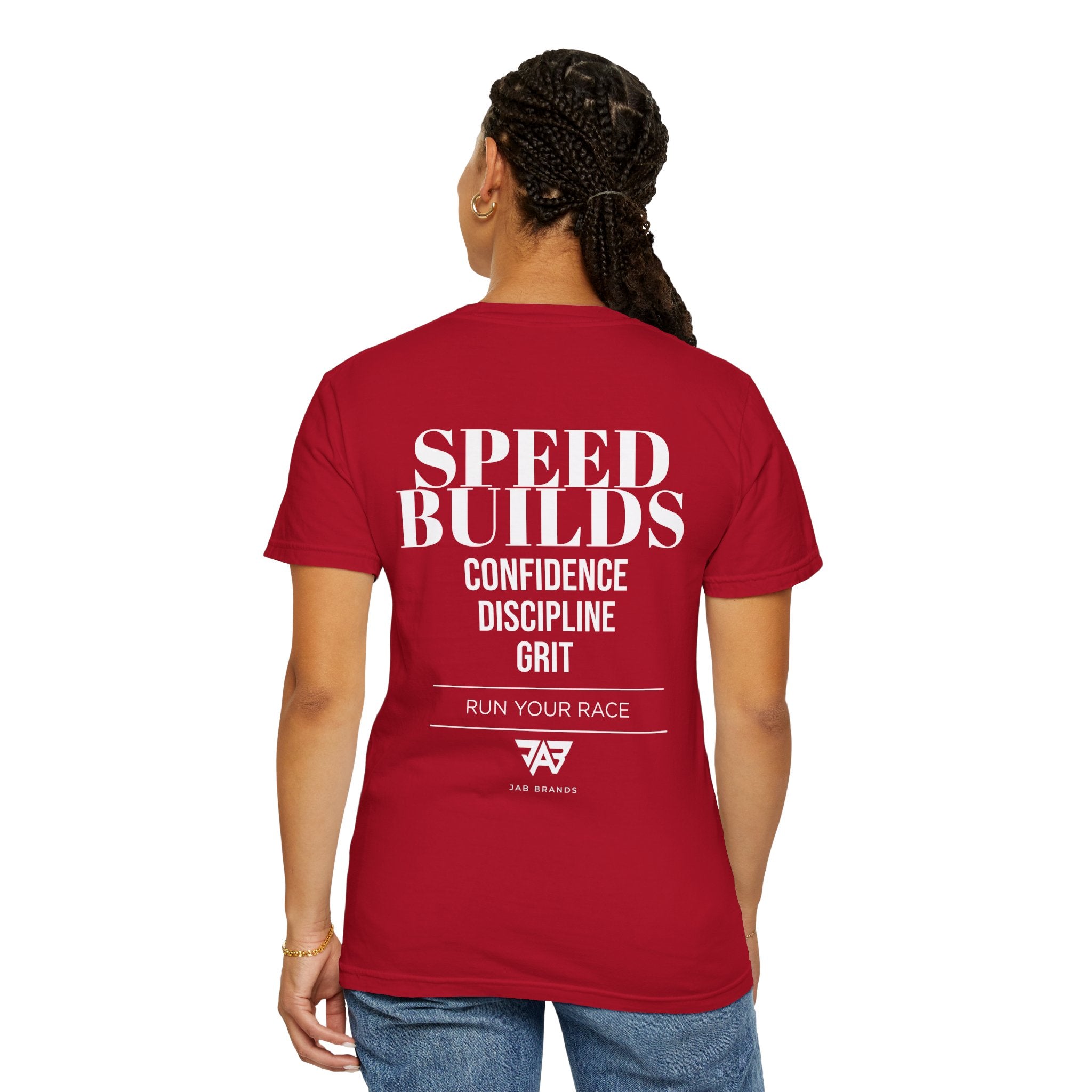 Speed Builds T-Shirt — Motivational 'Speed Builds' JAB Brands Graphic Tee