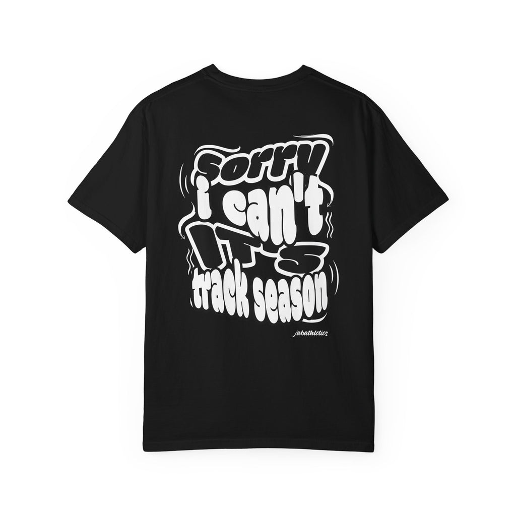 Adult “Sorry I Can’t, It’s Track Season” Retro Graphic Comfort T Shirt (Adult)