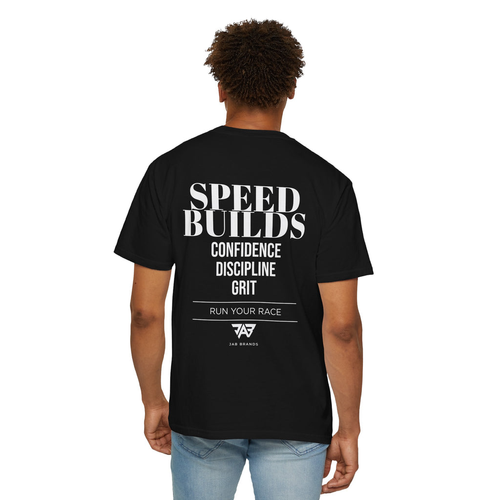 Speed Builds T-Shirt — Motivational 'Speed Builds' JAB Brands Graphic Tee
