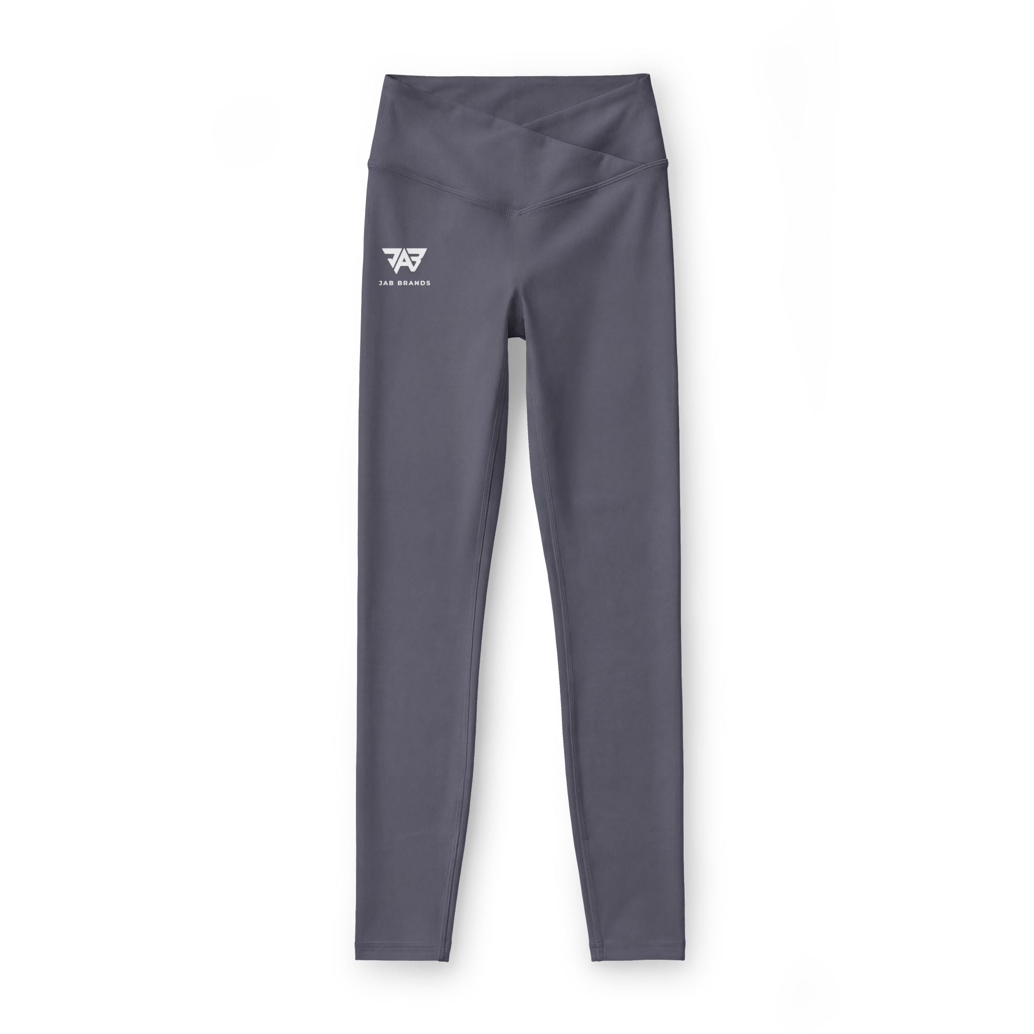 Luxe V-Waist Black Leggings — Minimal White Logo