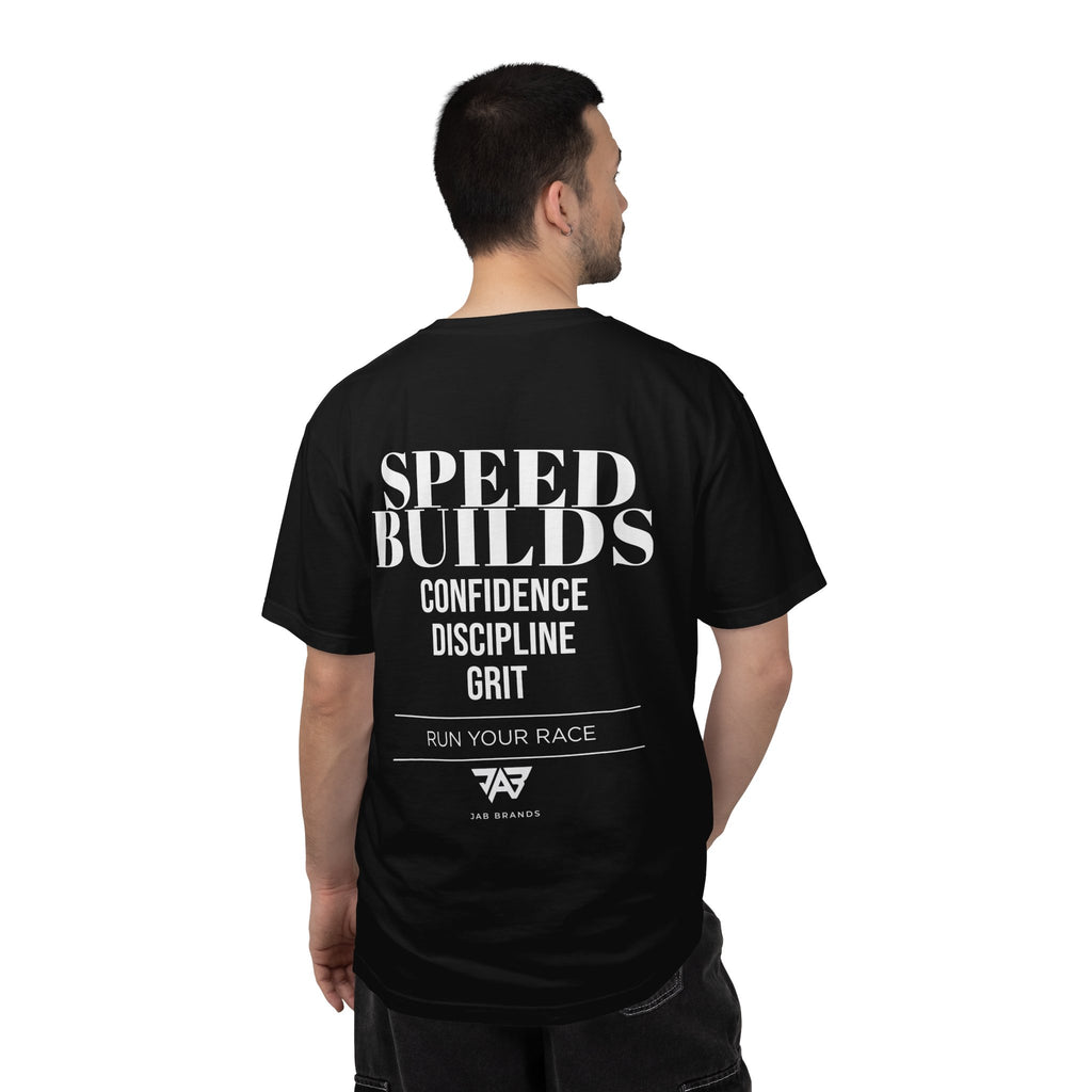 Speed Builds T-Shirt — Motivational 'Speed Builds' JAB Brands Graphic Tee