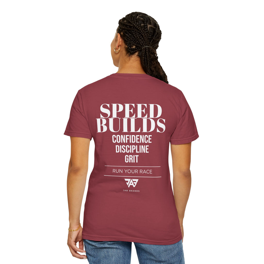 Speed Builds T-Shirt — Motivational 'Speed Builds' JAB Brands Graphic Tee