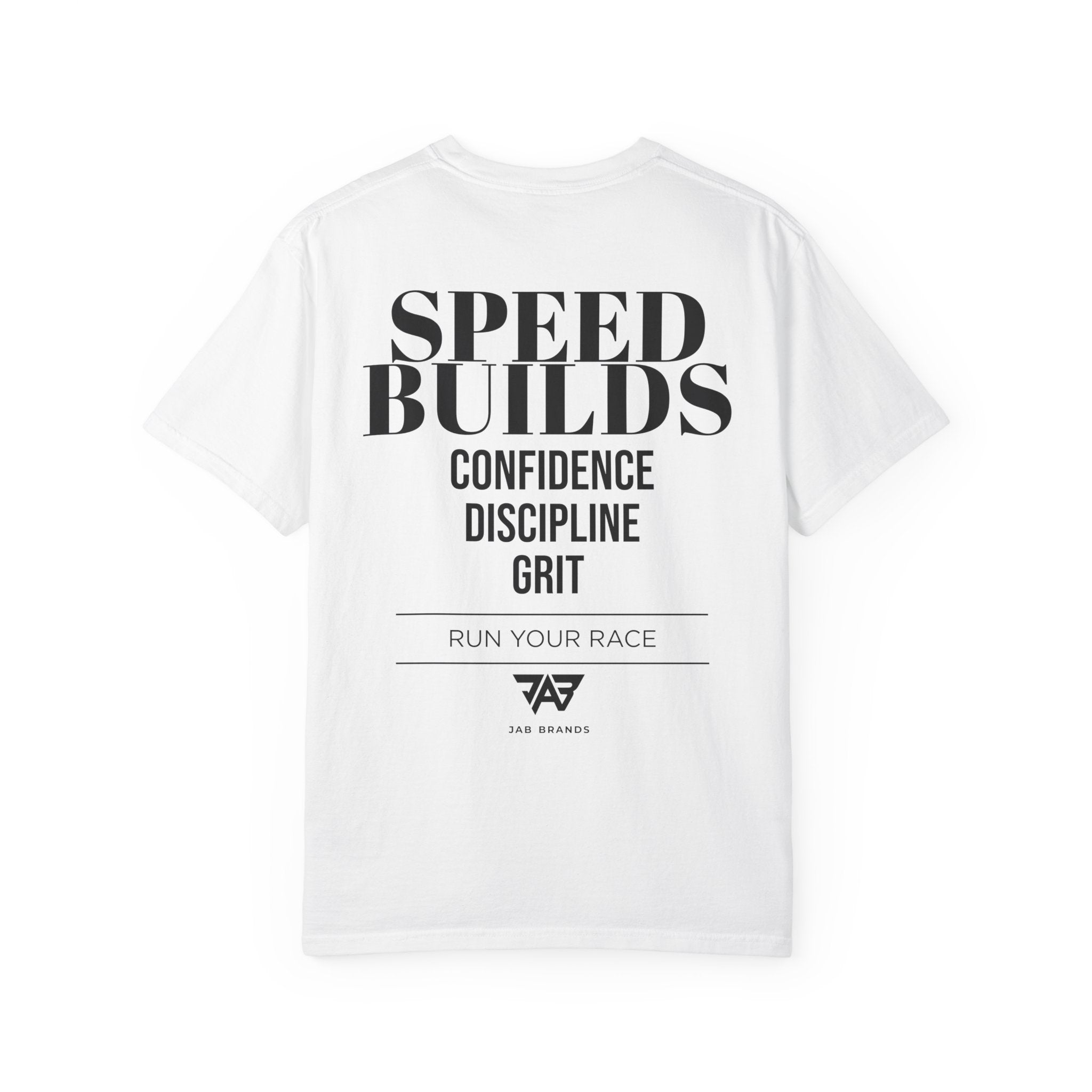 Speed Builds T-Shirt — Motivational 'Speed Builds' JAB Brands Graphic Tee