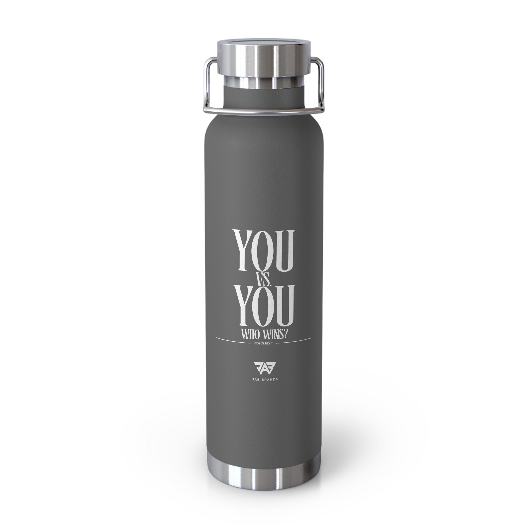 22oz Copper Vacuum Water Bottle — 'You vs You' Motivational Insulated Bottle