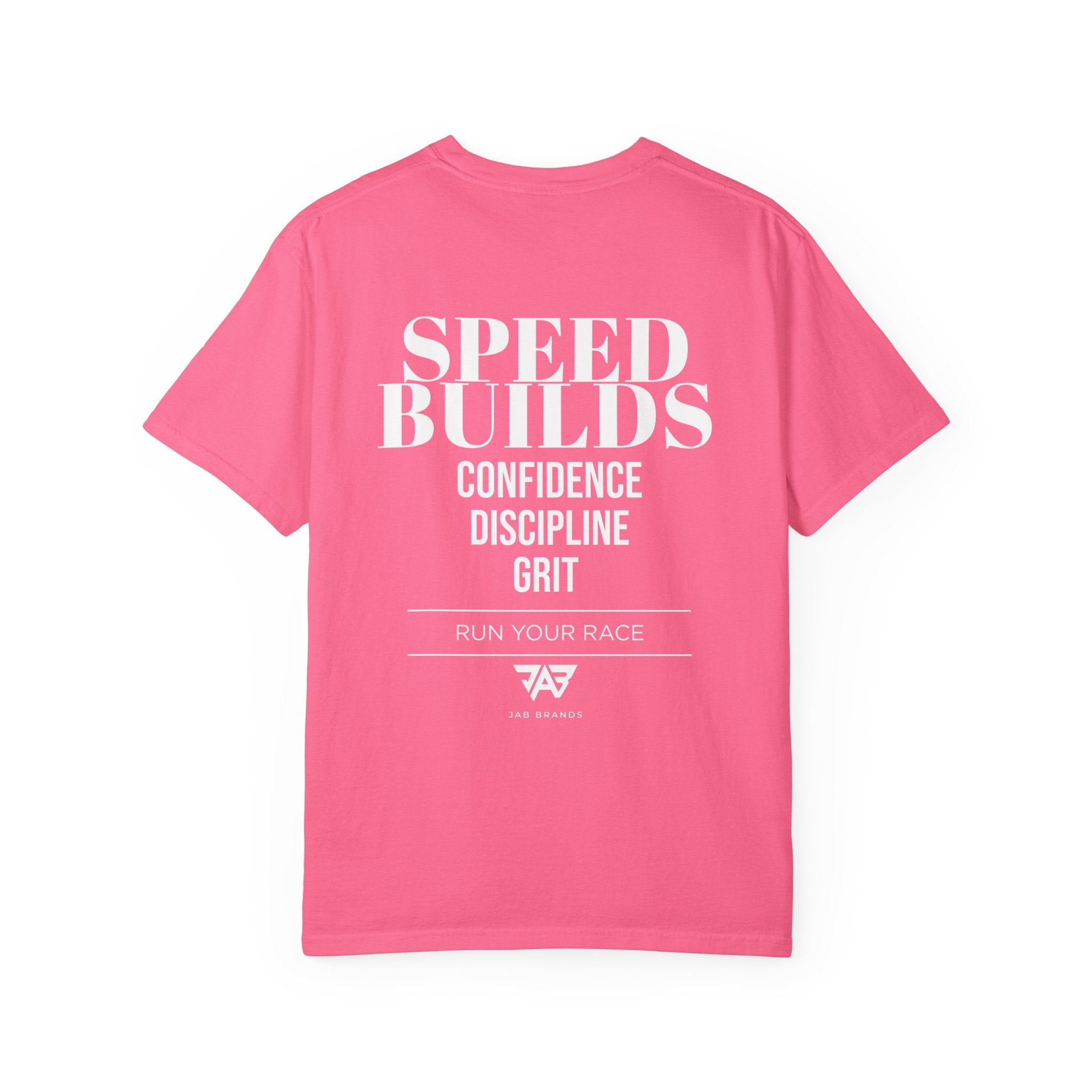 Speed Builds T-Shirt — Motivational 'Speed Builds' JAB Brands Graphic Tee