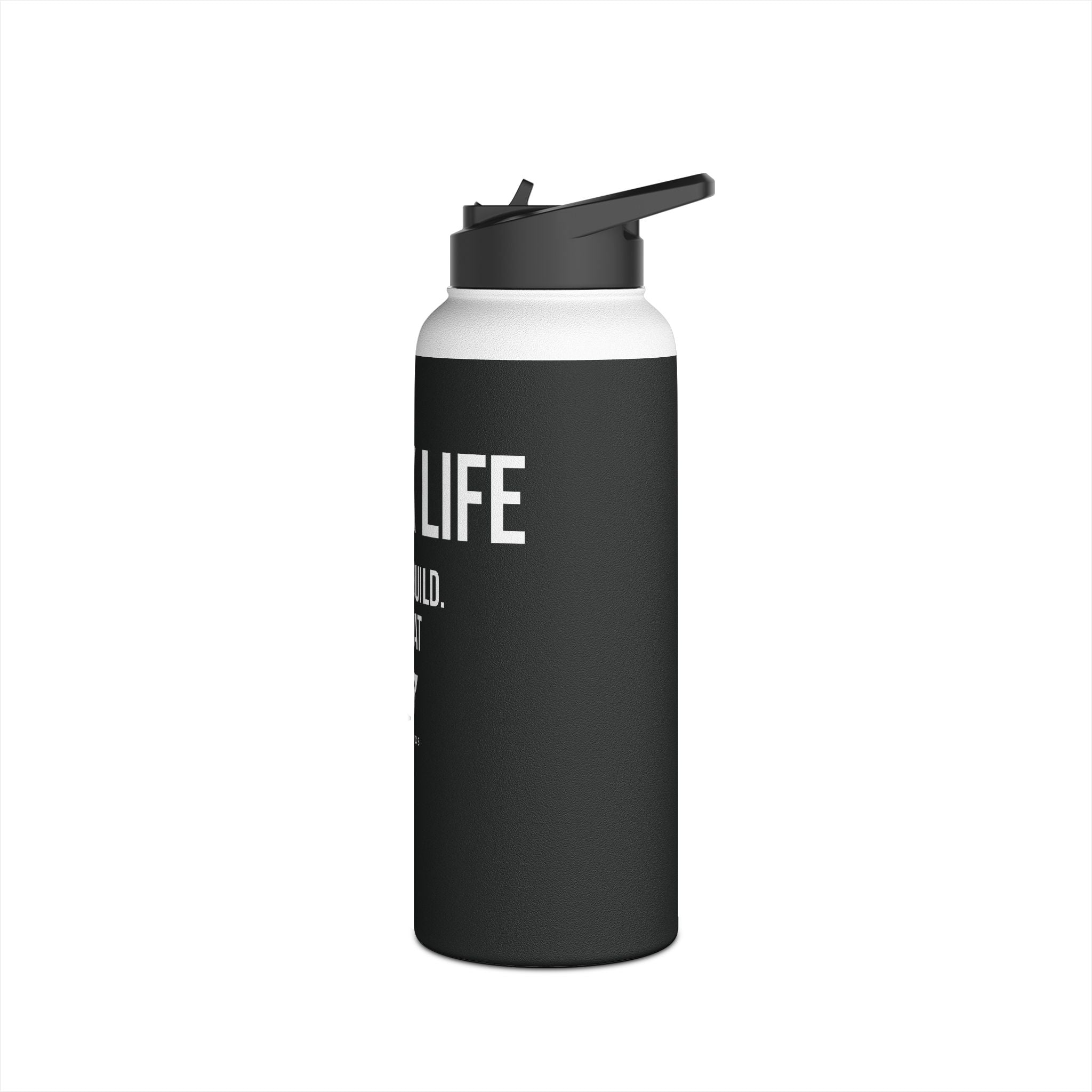 Black Track Life Stainless Steel Water Bottle — "Work. Build. Repeat." Sports Bottle